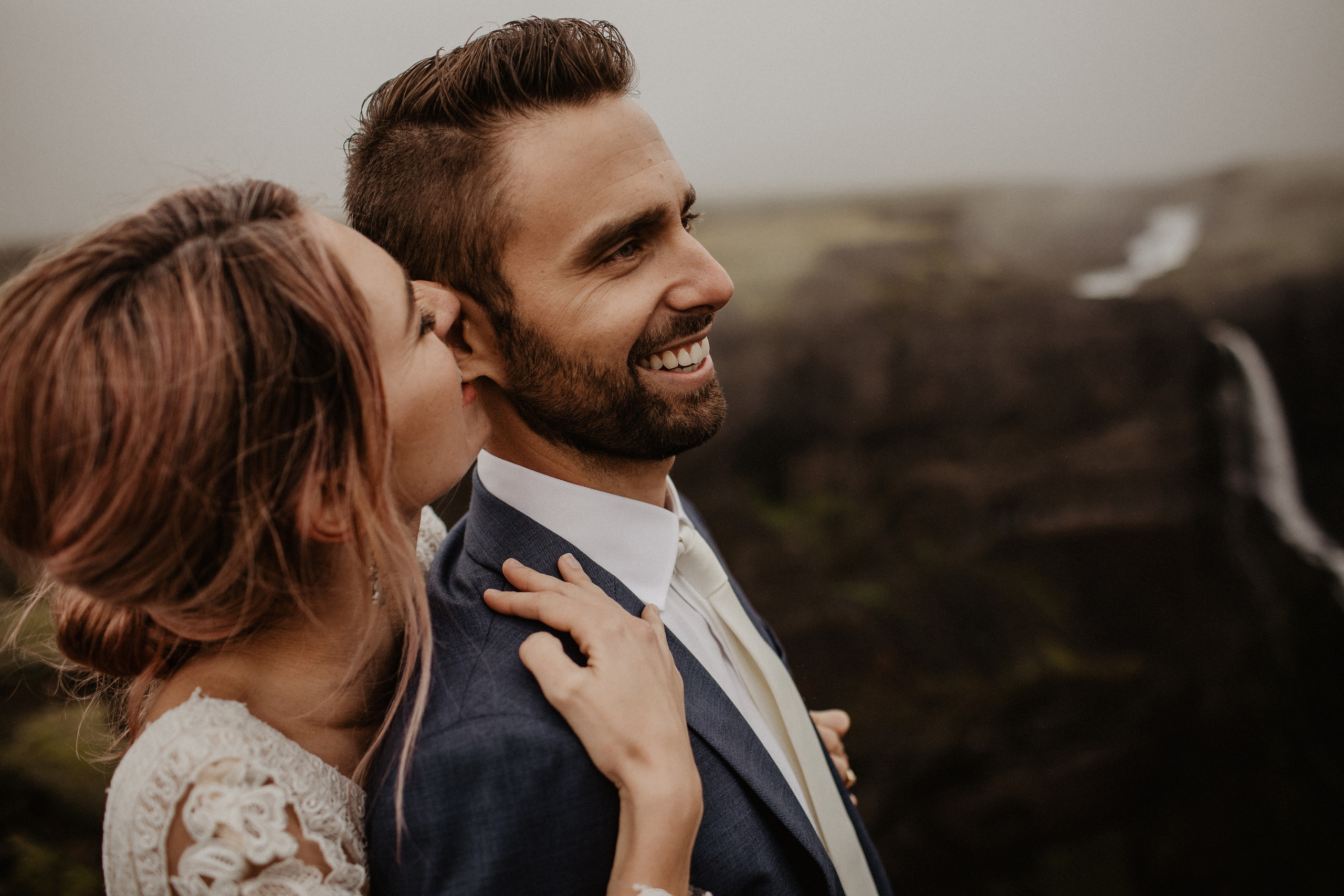 Elopement at Haifoss waterfall. Iceland elopement photographer & videographer