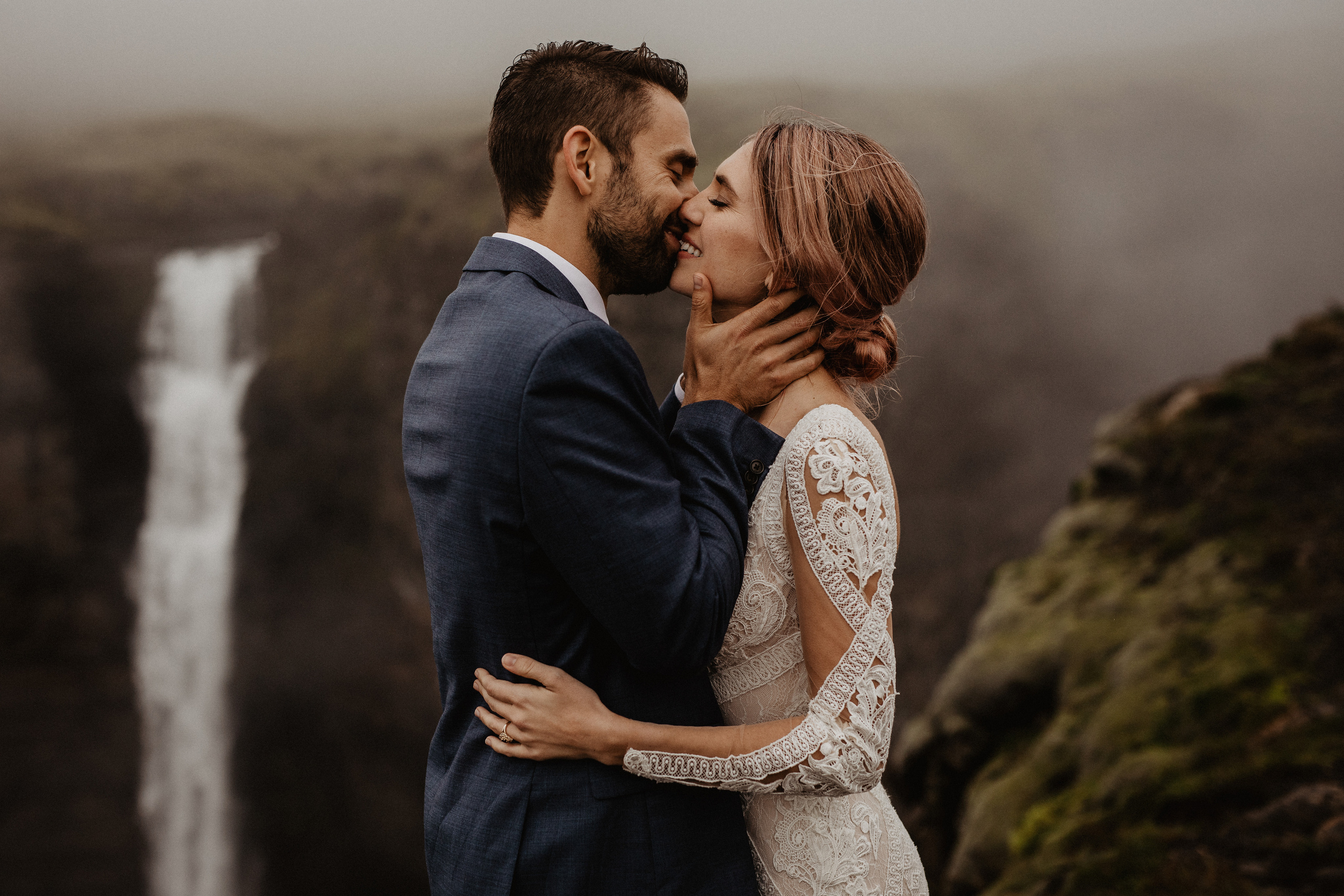 Elopement at Haifoss waterfall. Iceland elopement photographer & videographer