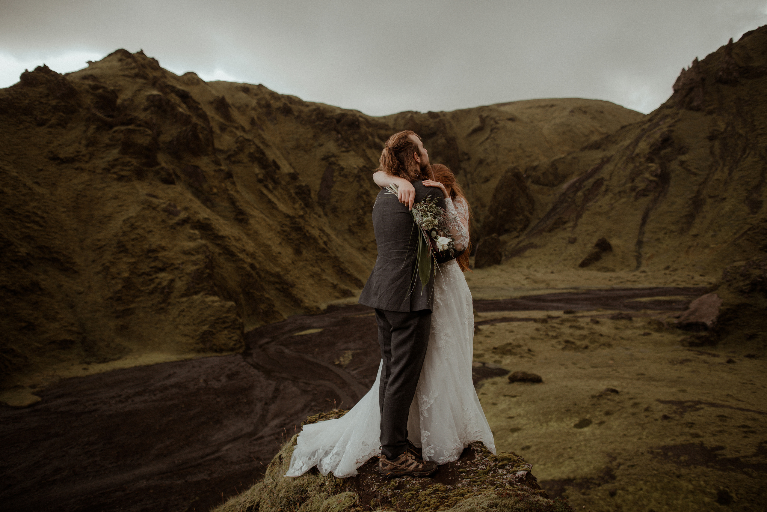 Ceremony at secret waterfall Iceland. Iceland elopement photographer & videographer