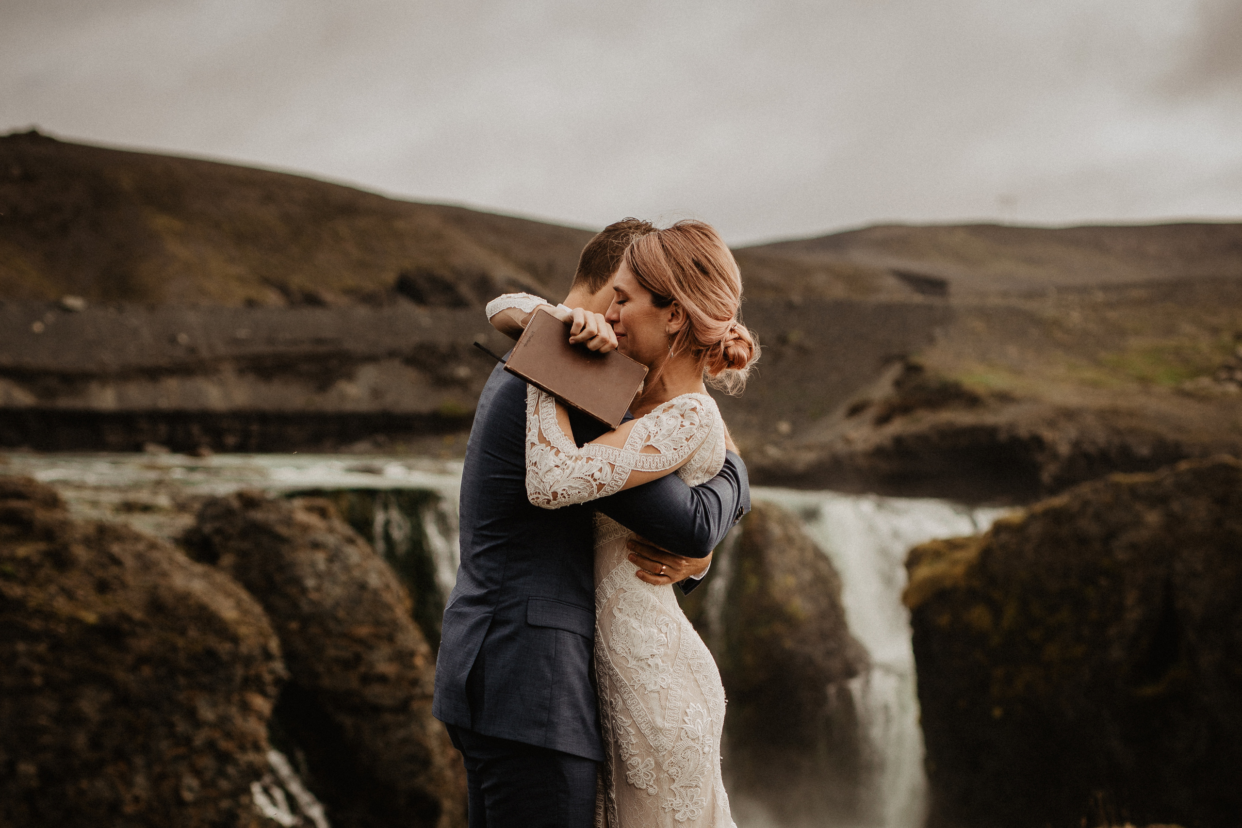 Elopement at Haifoss waterfall. Iceland elopement photographer & videographer