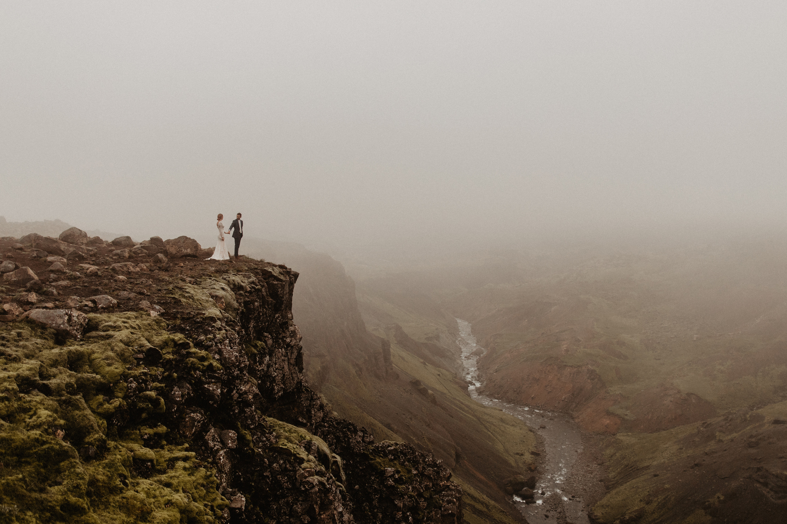 Elopement at Haifoss waterfall. Iceland elopement photographer & videographer