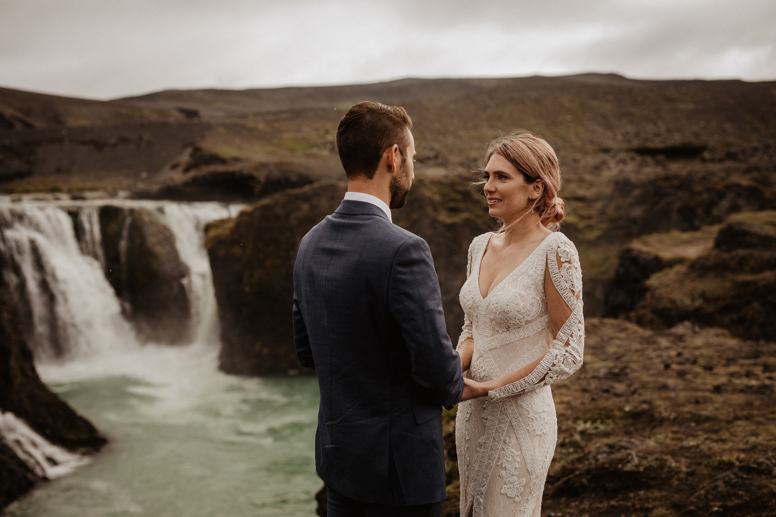 Elopement at Haifoss waterfall. Iceland elopement photographer & videographer