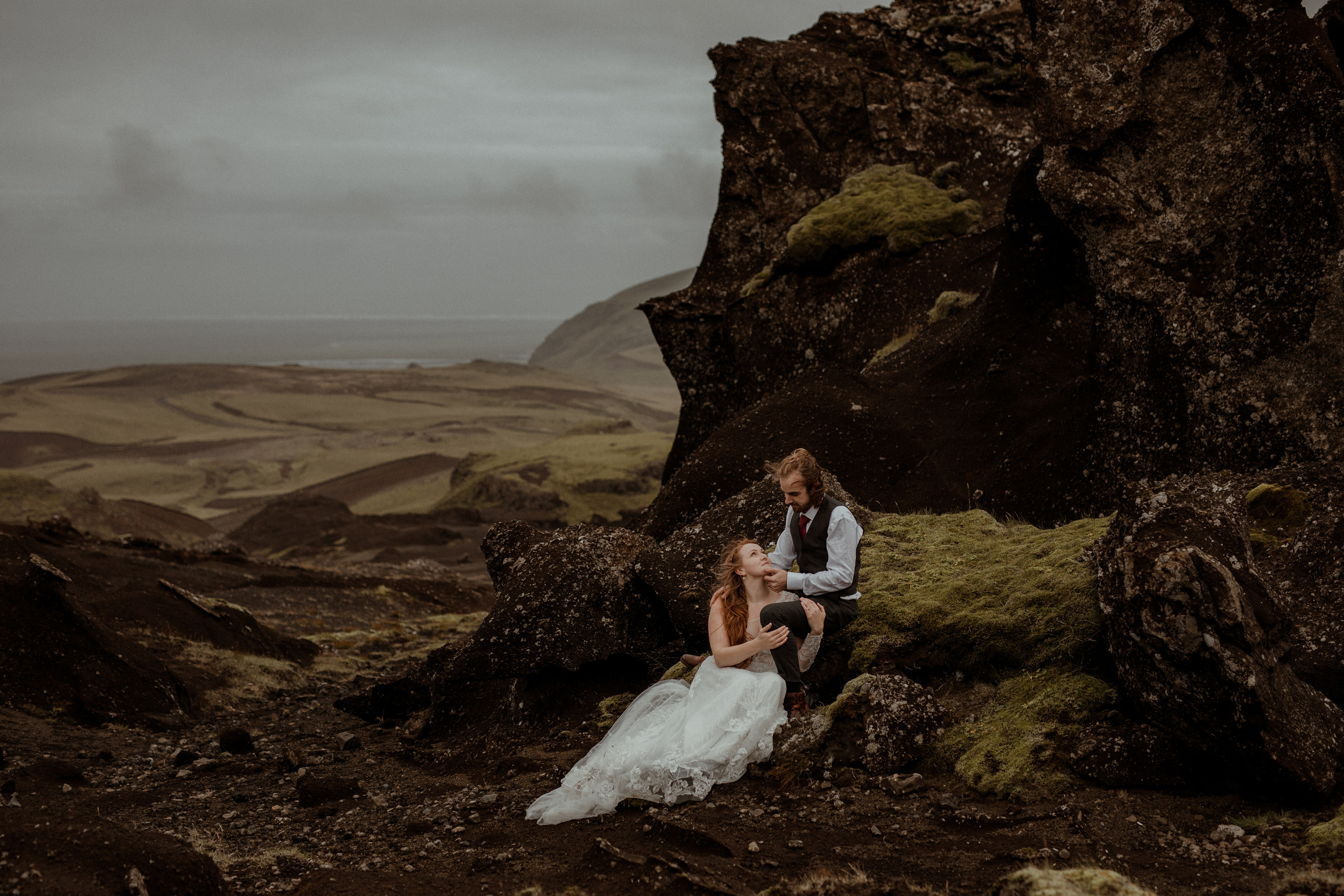 Ceremony at secret waterfall Iceland. Iceland elopement photographer & videographer
