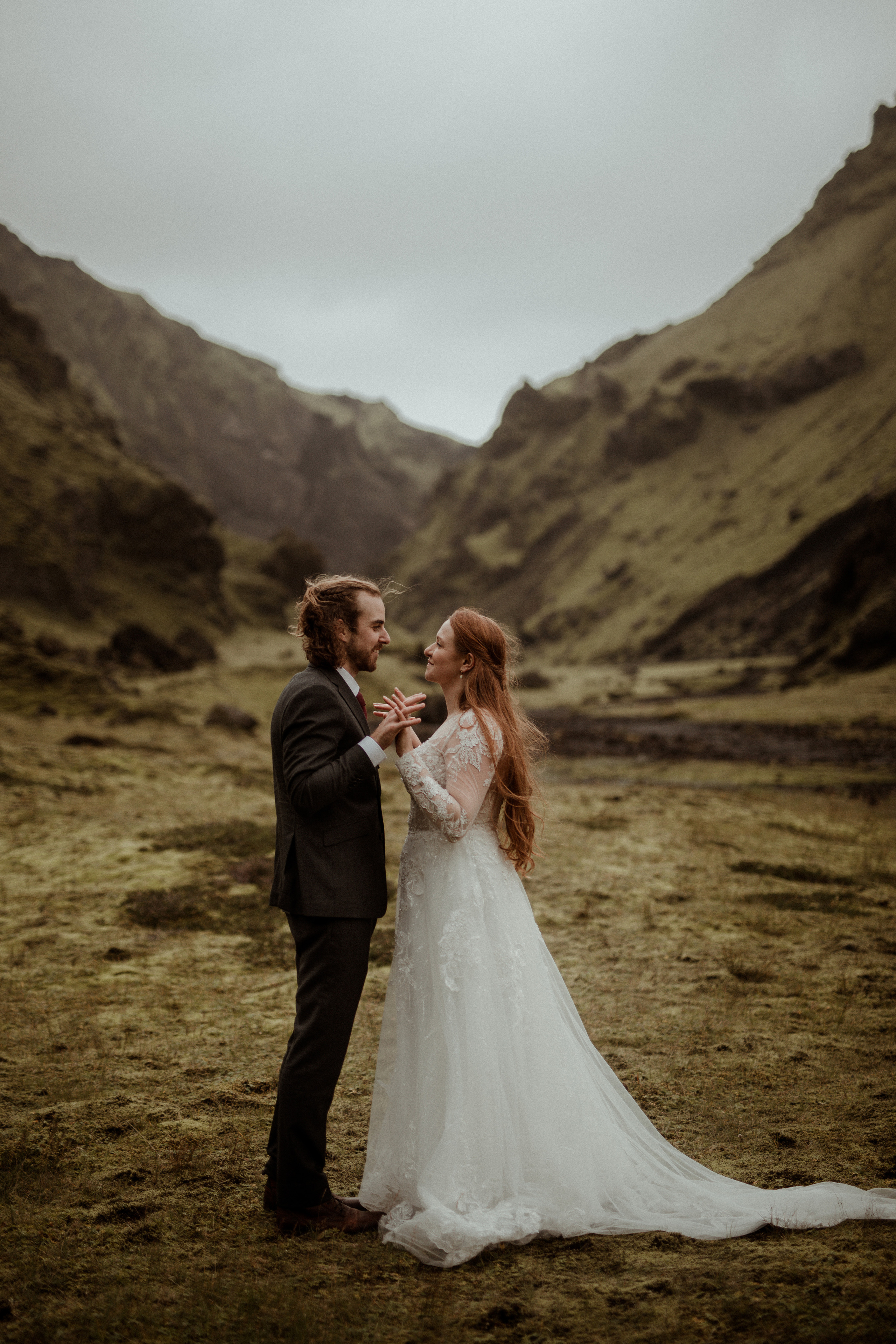 Ceremony at secret waterfall Iceland. Iceland elopement photographer & videographer