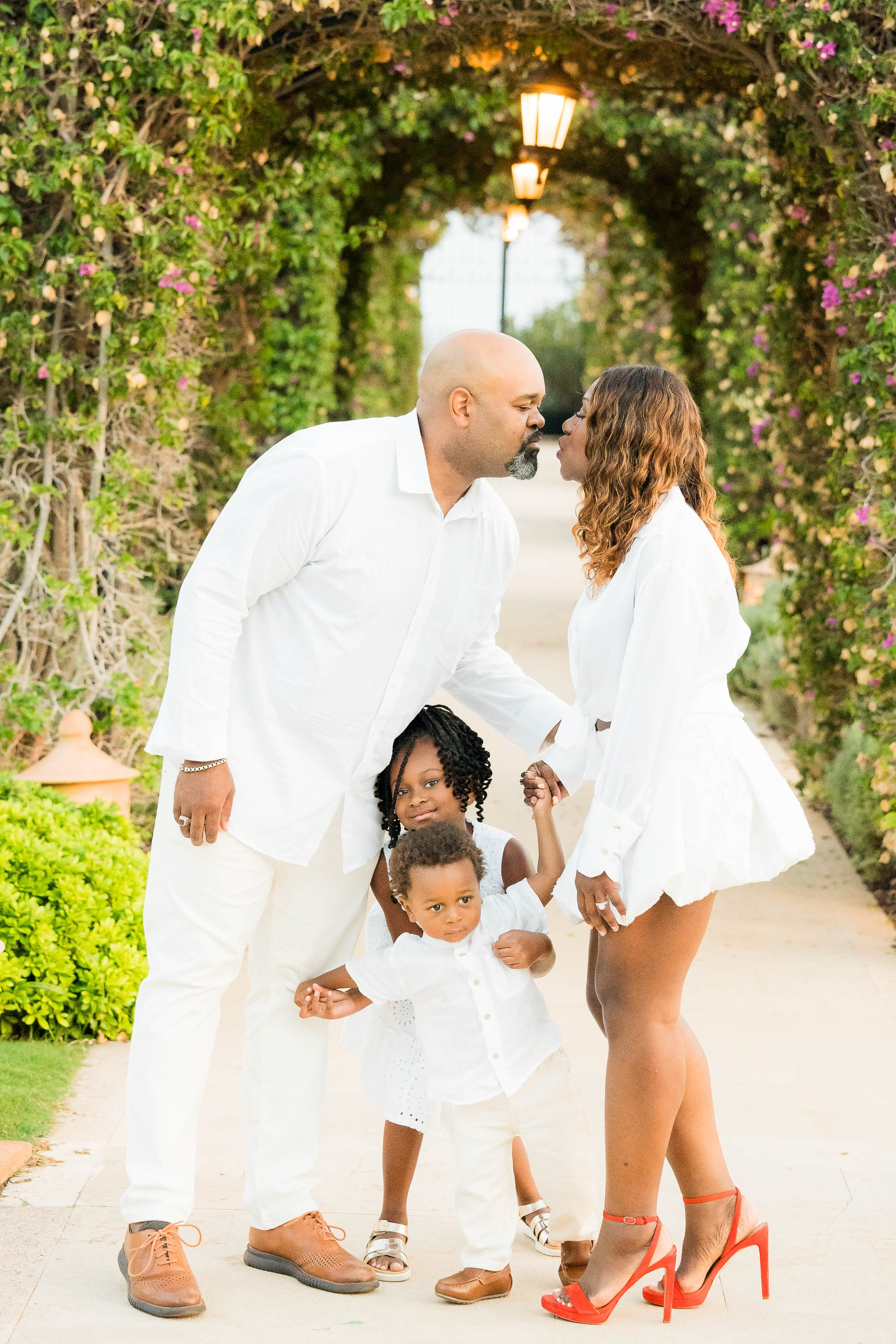 St. Regis Mardavall Bouganvilla as a backdrop for Family Portraits