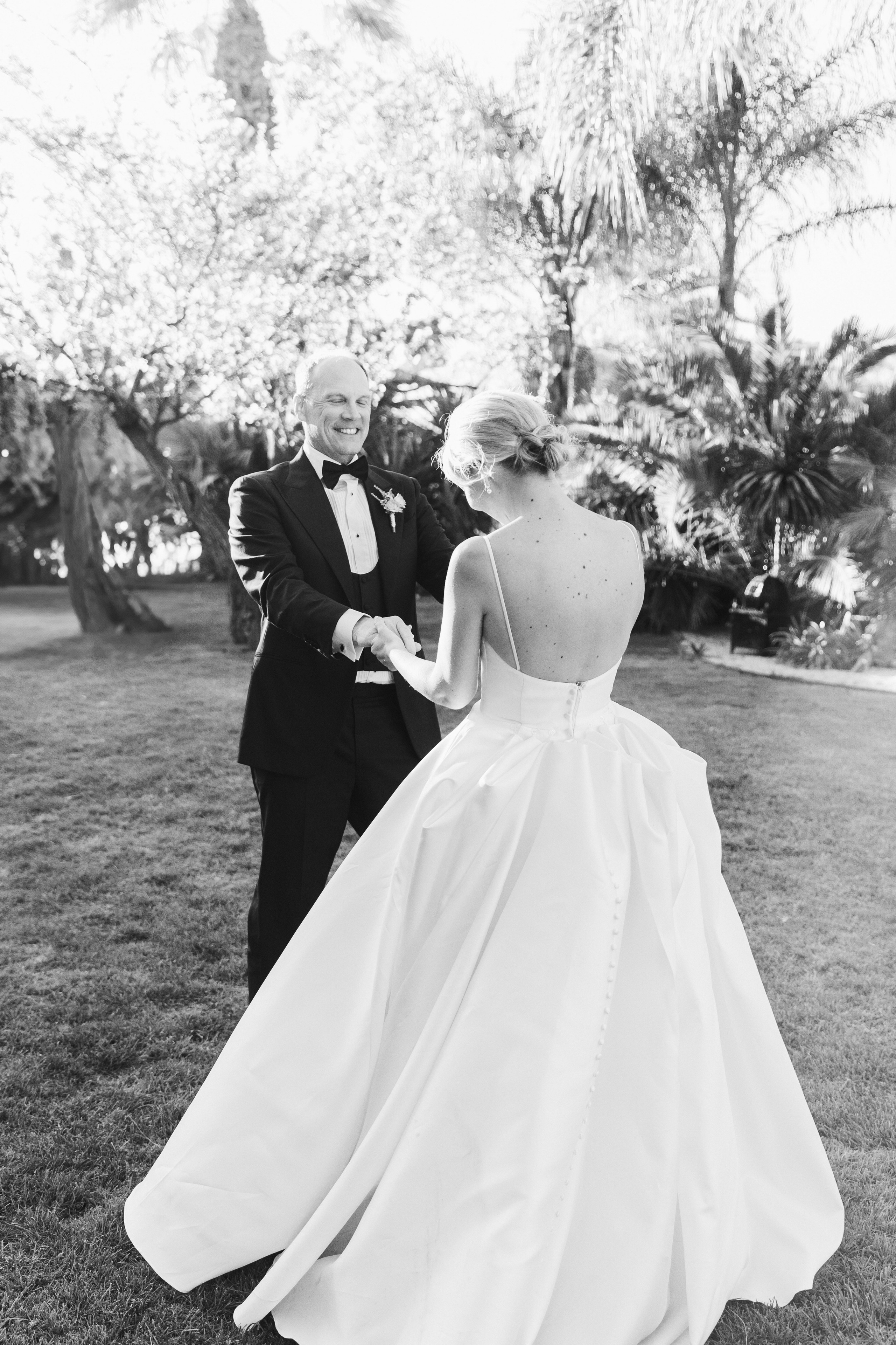 Bride and groom are dancing after the wedding dinner