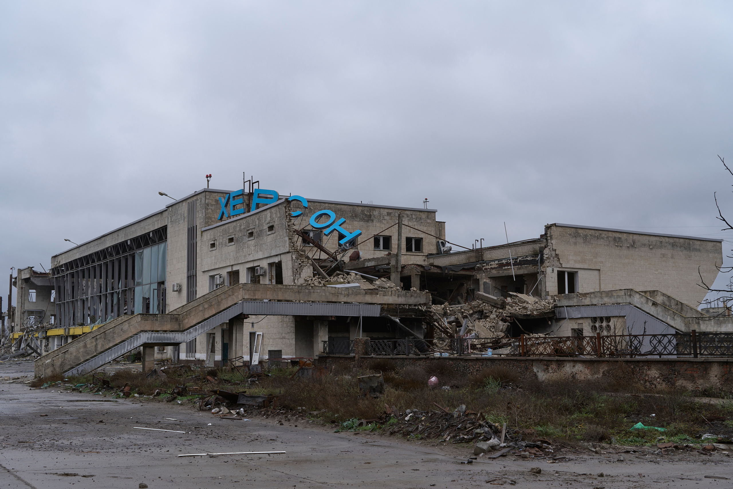 Destroyed terminal of Kherson Airport. Chornobaivka.