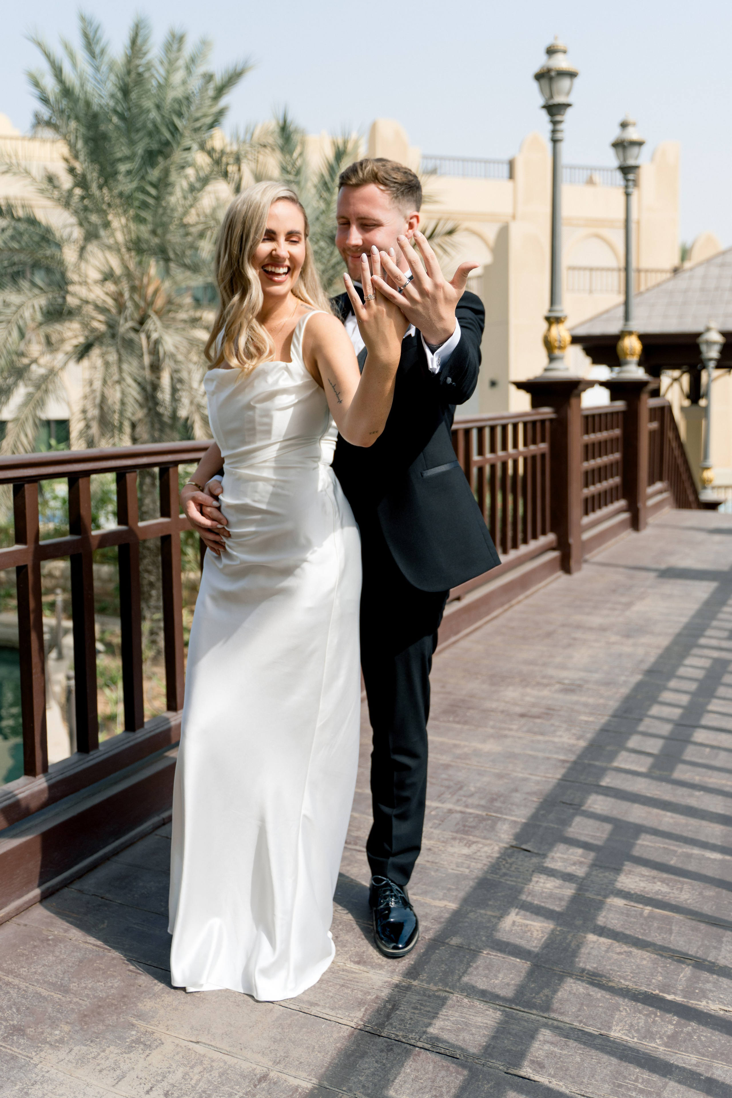 Wedding couple embracing in Abu Dhabi