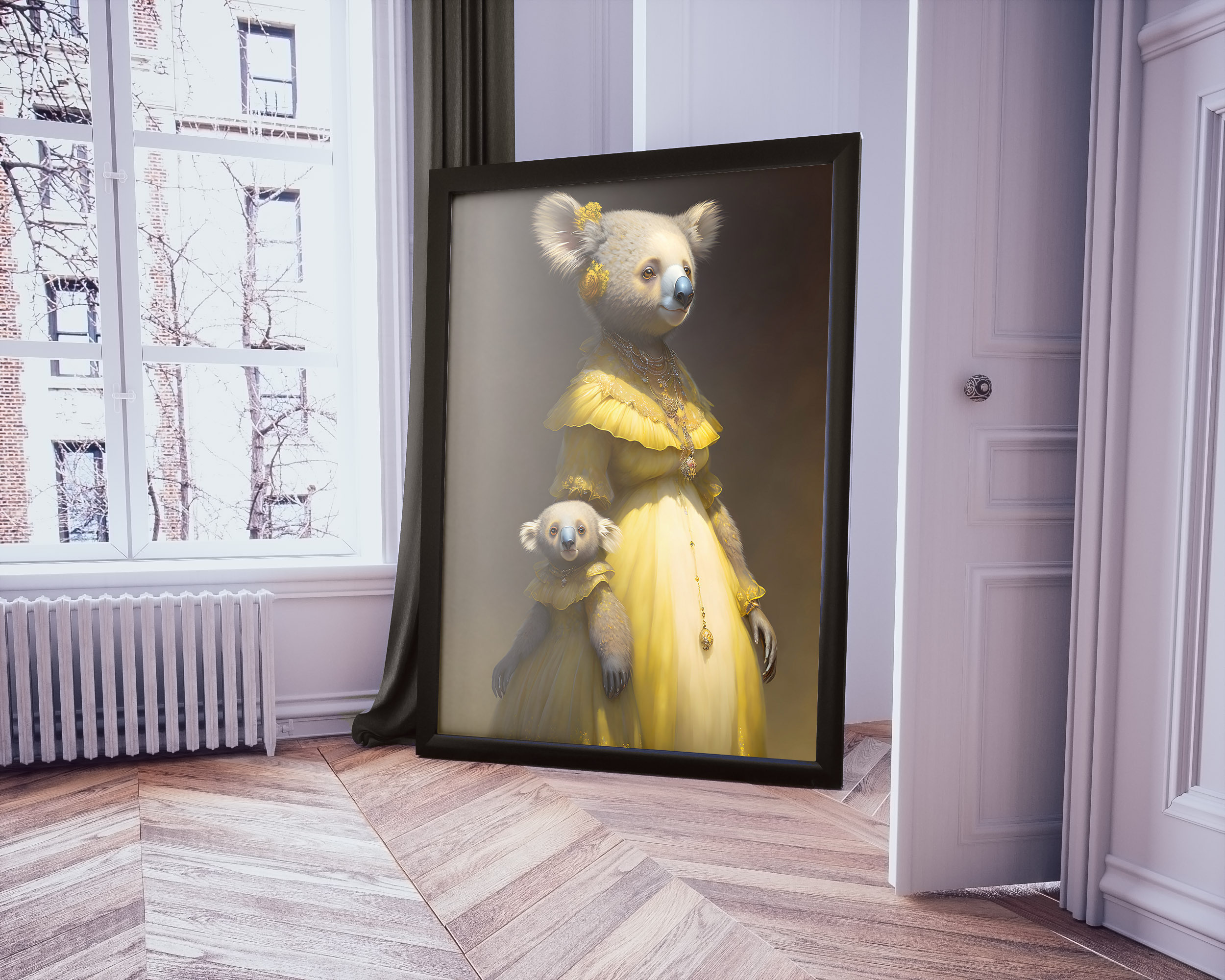Digital painting-print for interior “Koala with daughter”. AI Photo Retoucher and Image Restorer Zhanna Ognivo