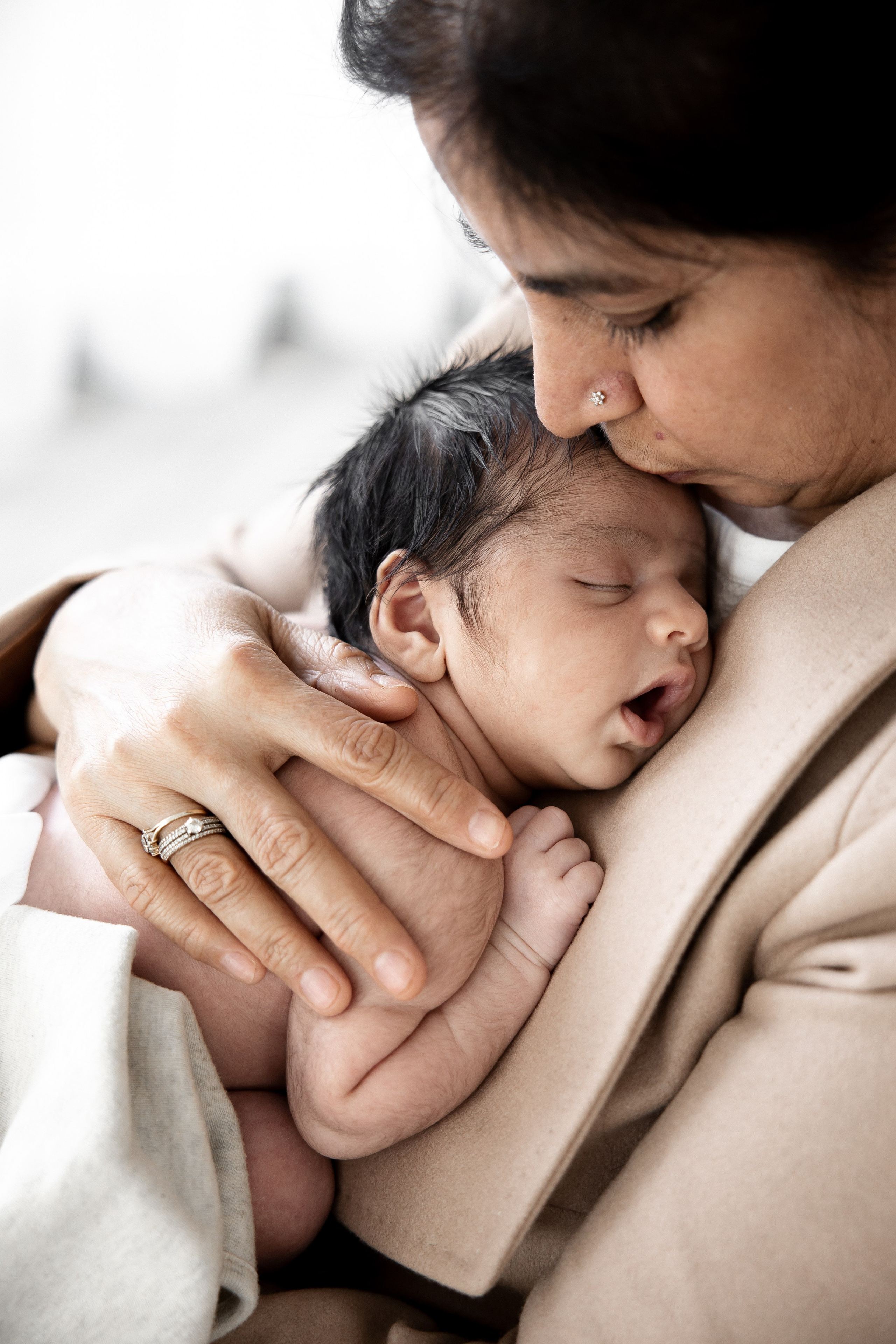 Baby wrapped in cozy blanket photography