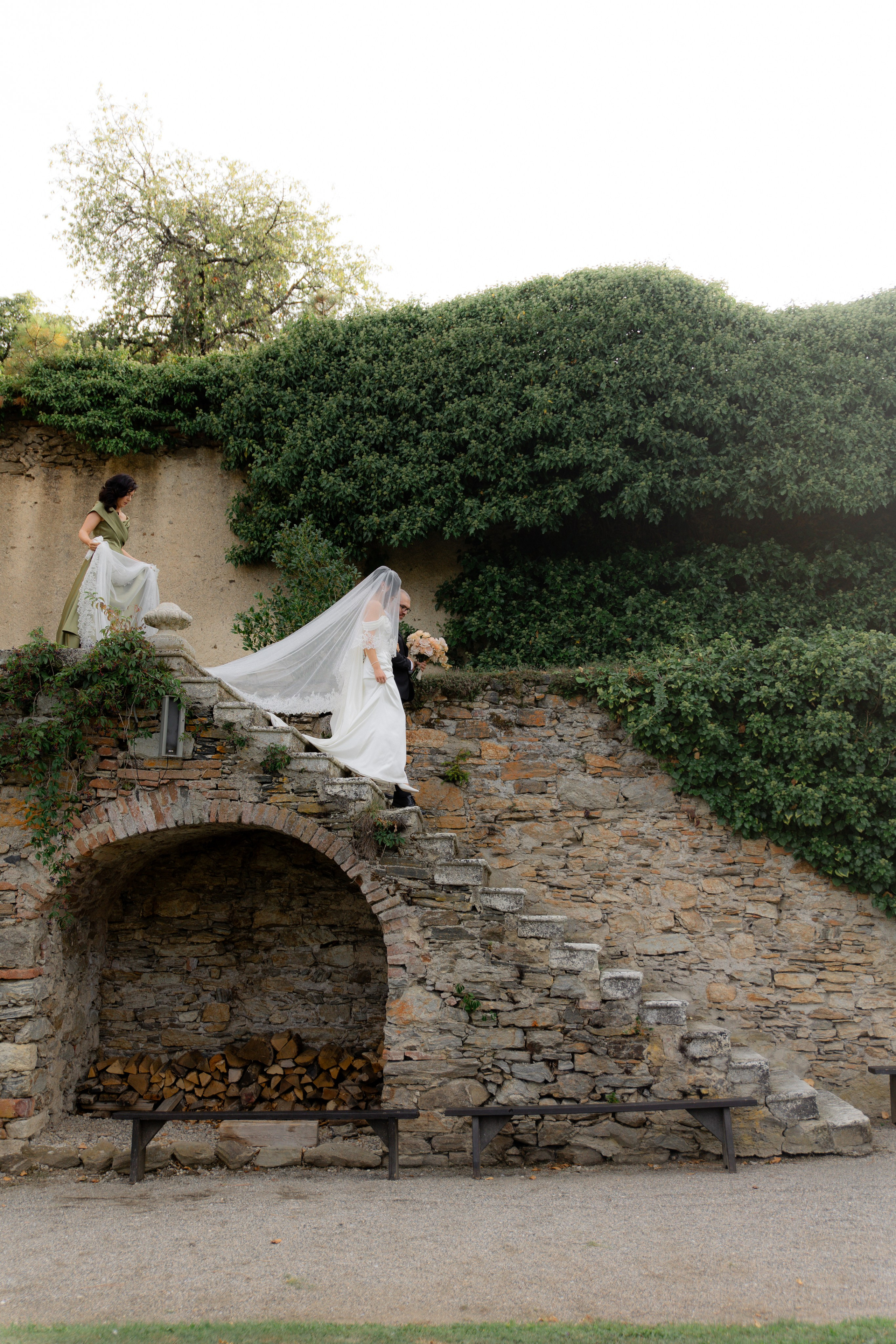 Bride walking down the aisle at Schloss Rosenburg, a stunning castle wedding venue in Austria, capturing the essence of romance and elegance.