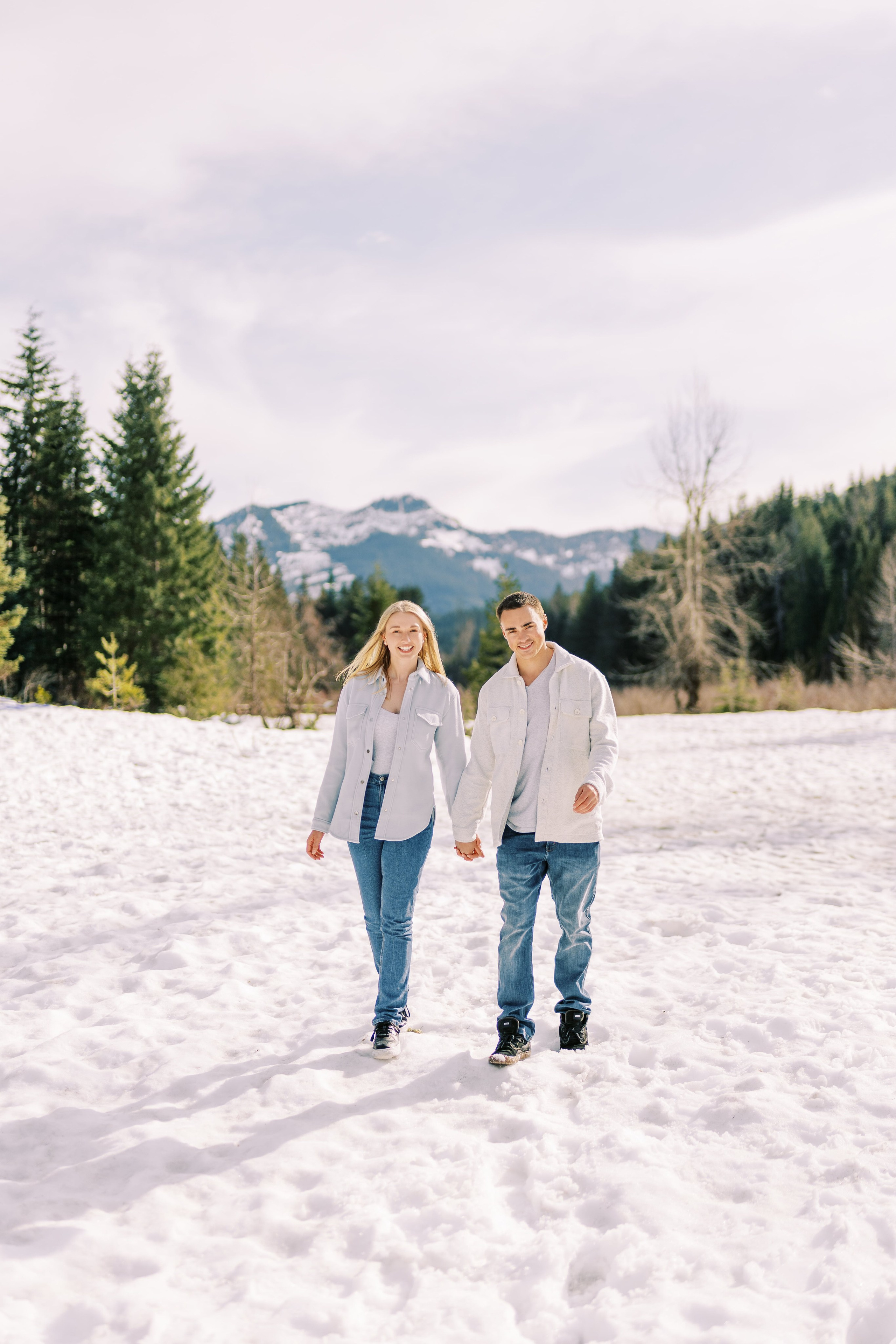 Engagement photo shoot Caitlyn & Riley / April 2024. Gold Creek Pond, WA. EVAN ARISTOV WEDDING PHOTOGRAPHY — Seattle Wedding Photographer