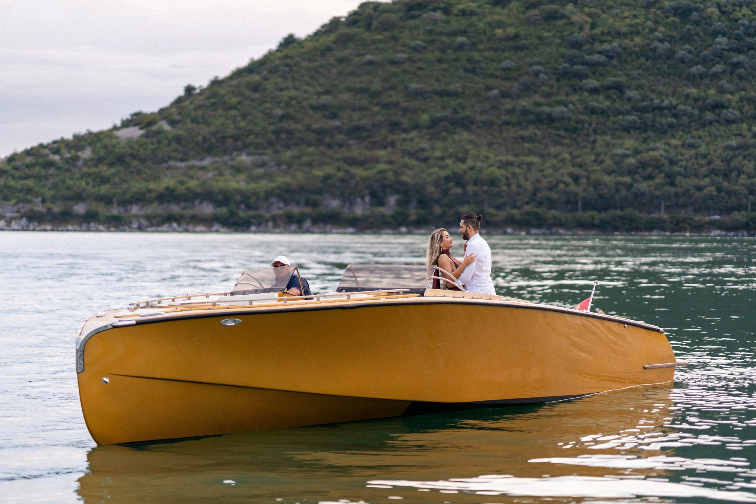 Proposal in the boat in Perast in Montenegro
