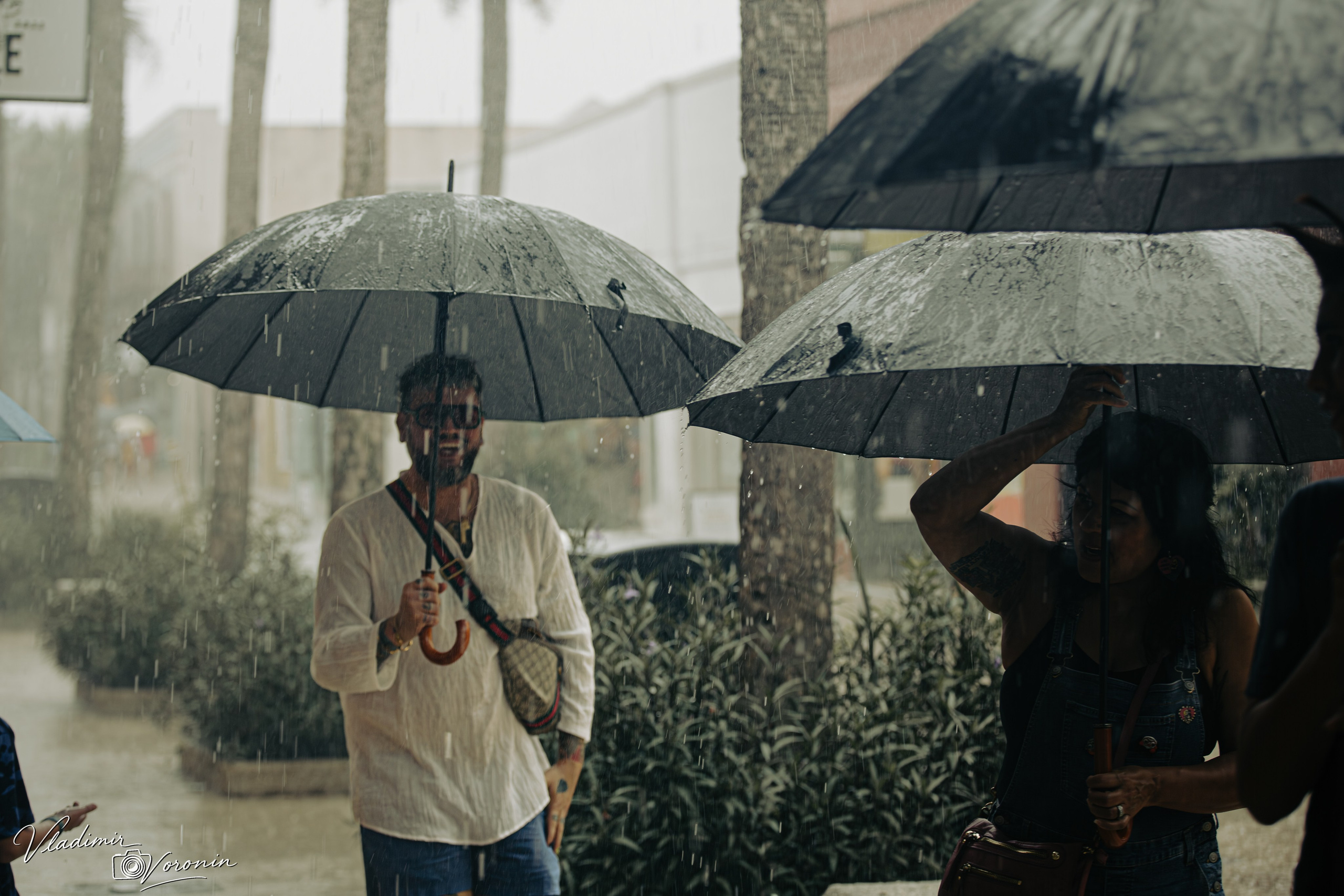 Rain in downtown. Photographer St. Augustine