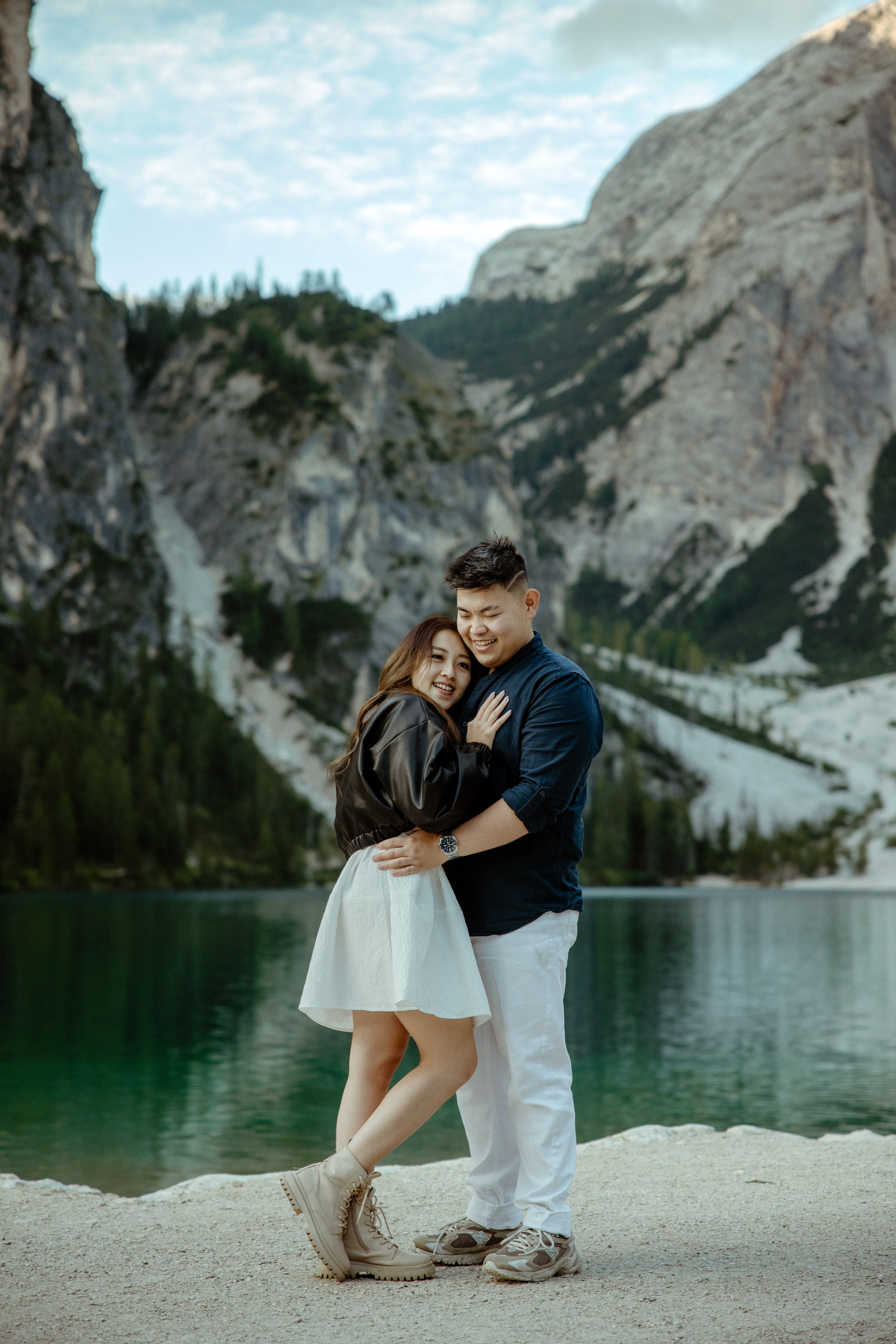 Sunrise proposal at Lago di Braies | Dreamy engagement in the Dolomites. Iceland elopement photographer & videographer