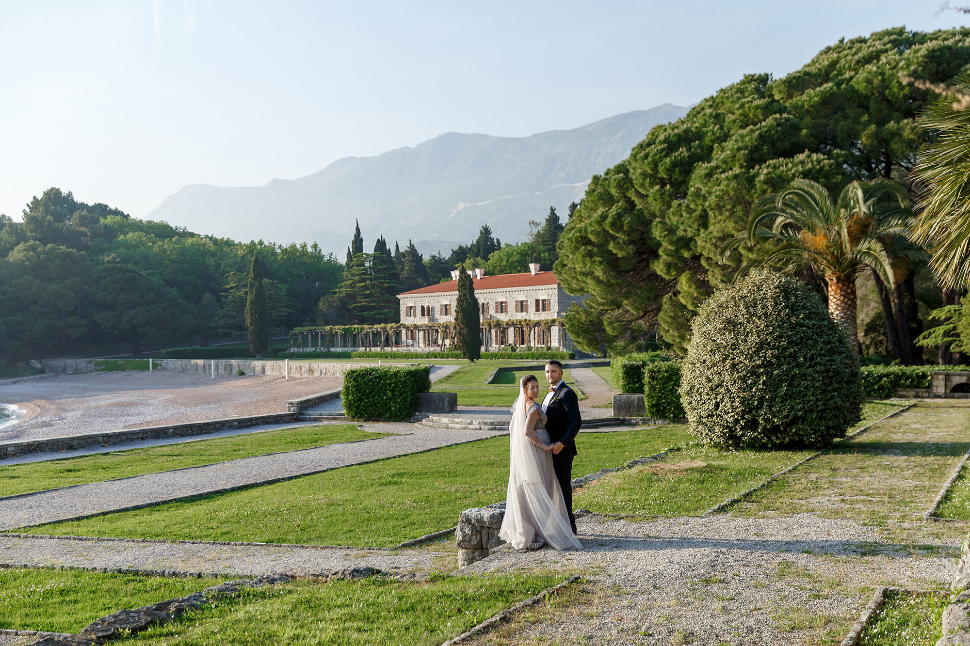 Fotoshoot i Miločer-parken ved Sveti Stefan, Montenegro