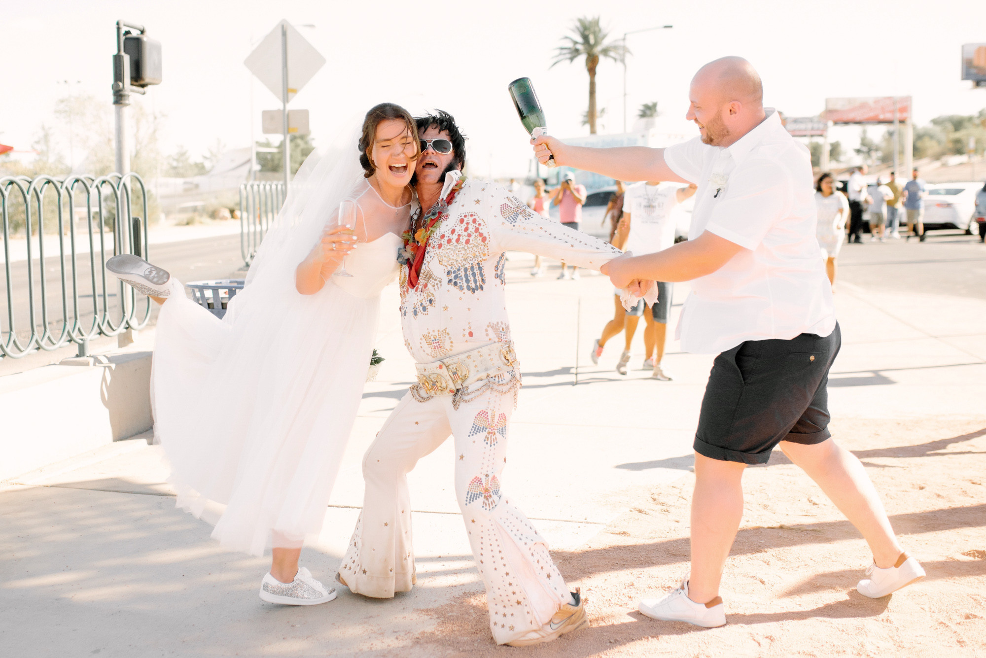 a man and woman dancing on the street