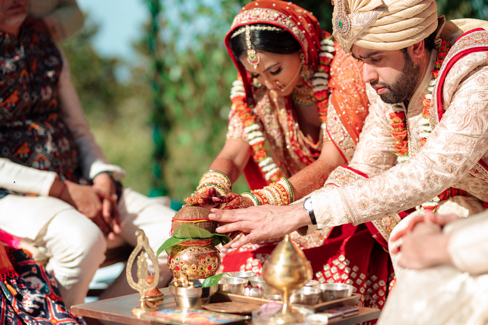 a man and woman in traditional indian attire