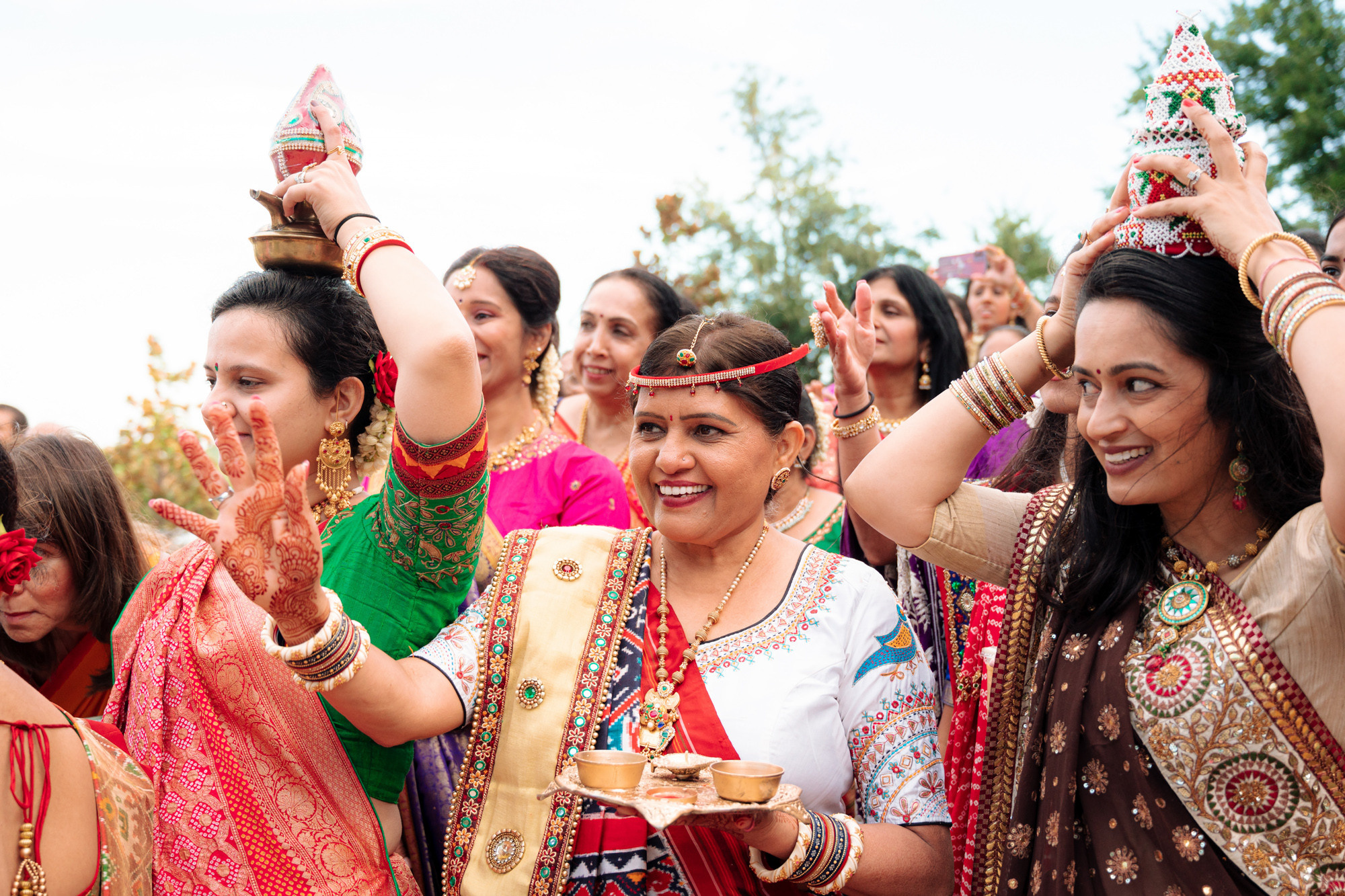 a group of women in colorful sars and sars