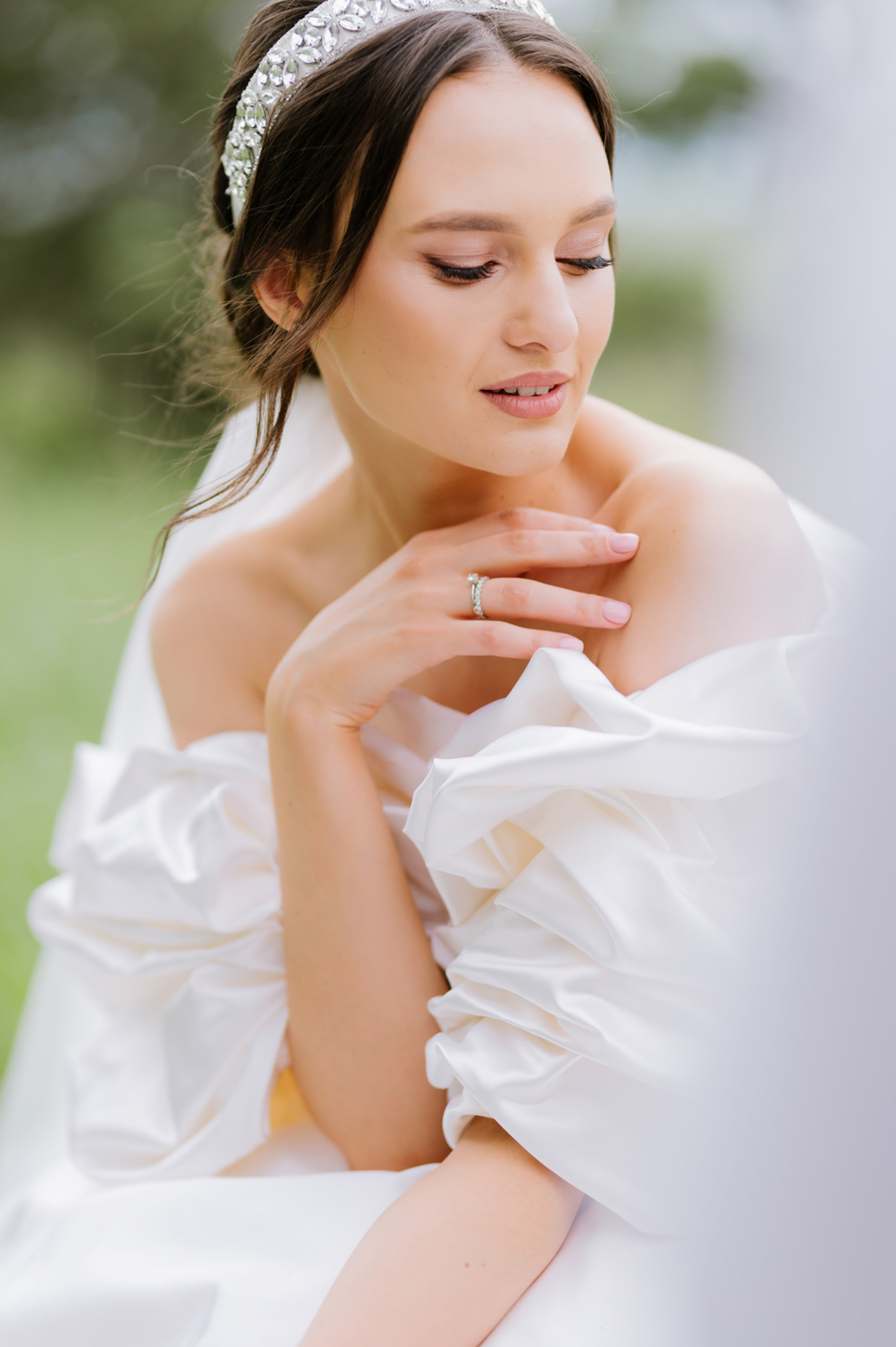 a bride wearing a tia