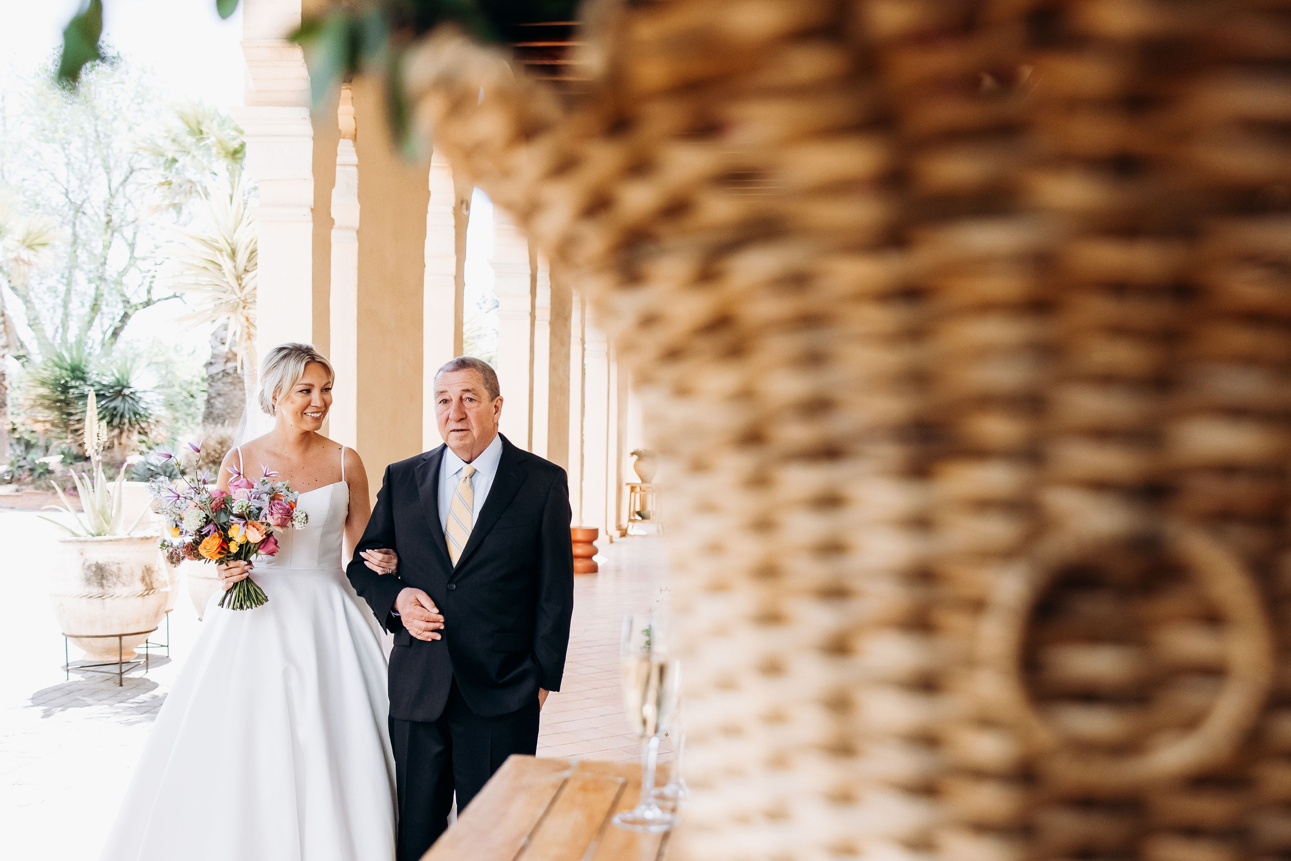 Bride walking down the aisle during a romantic wedding ceremony in Barcelona