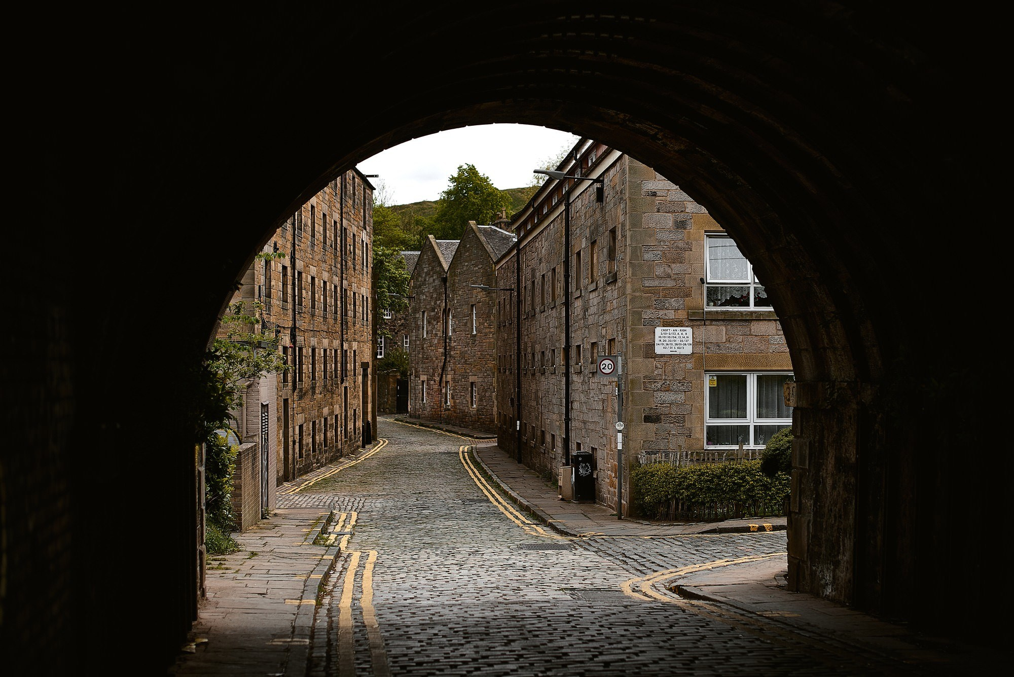 Old Town Edinburgh cobblestone street Scotland