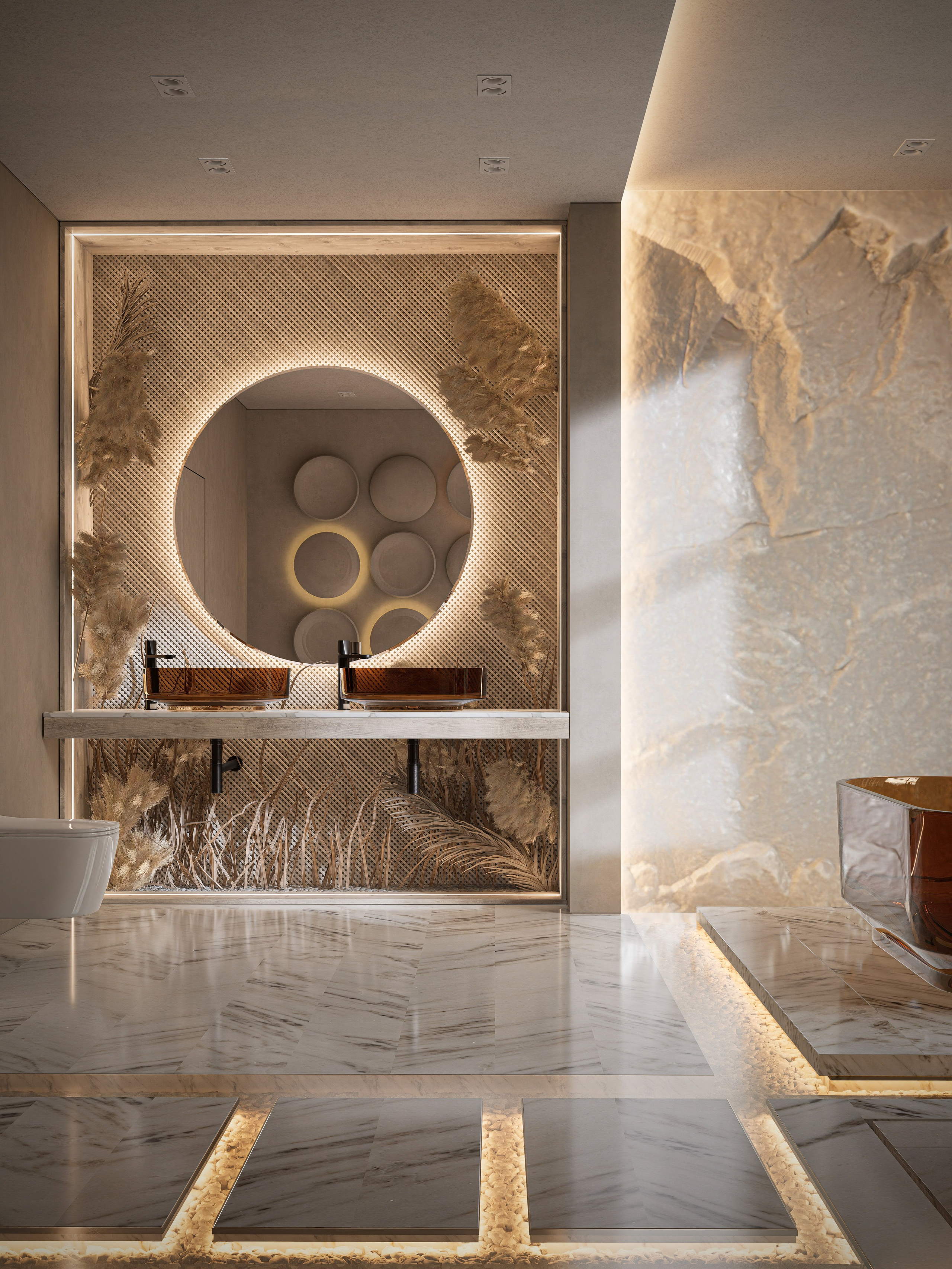 Pampas Decor-Inspired Bathroom. Liana Hasratyan | Architectural and Interior Design