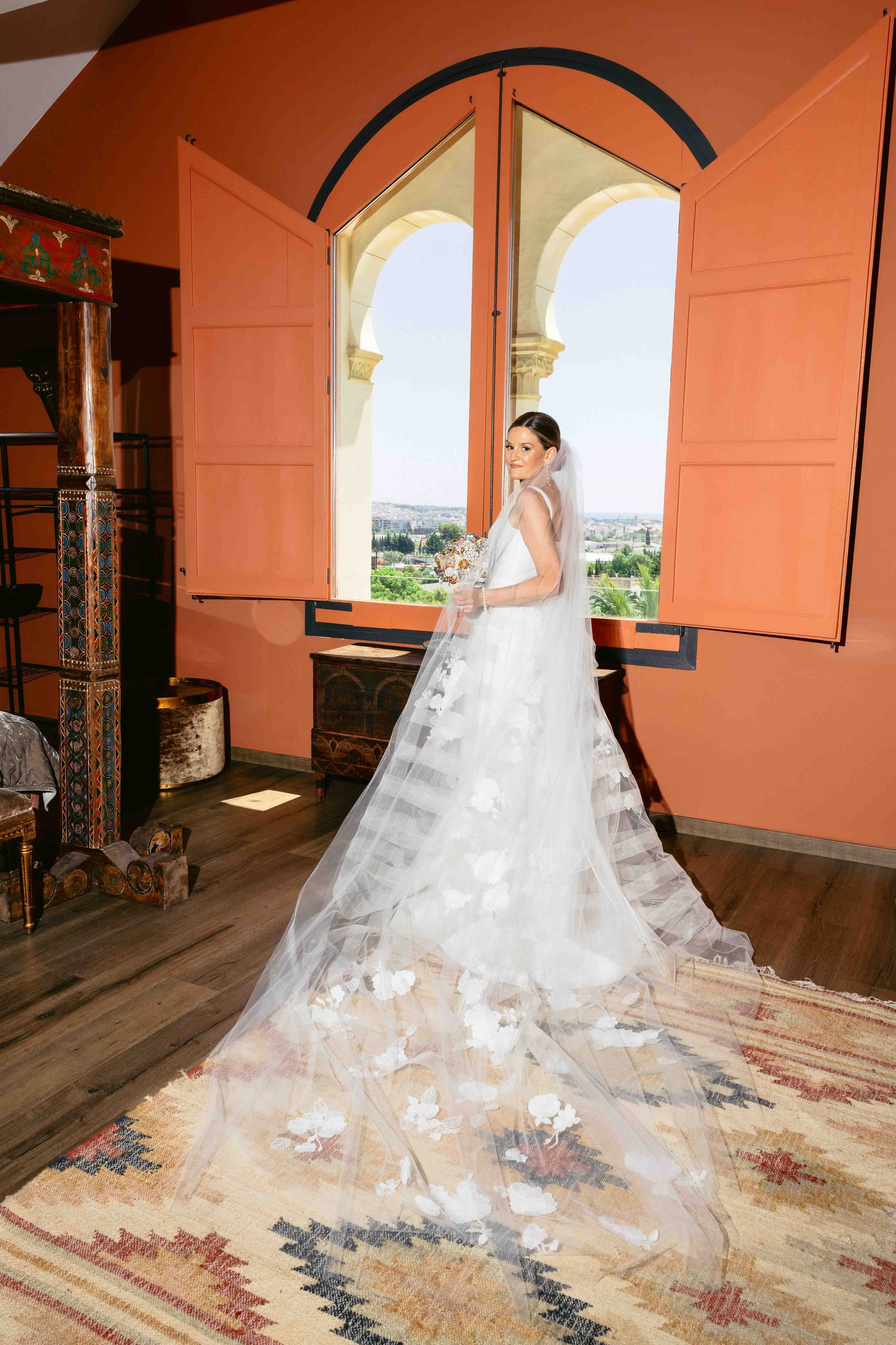 Bride Getting Ready in Gran Villa Rosa Barcelona Wedding Venue
