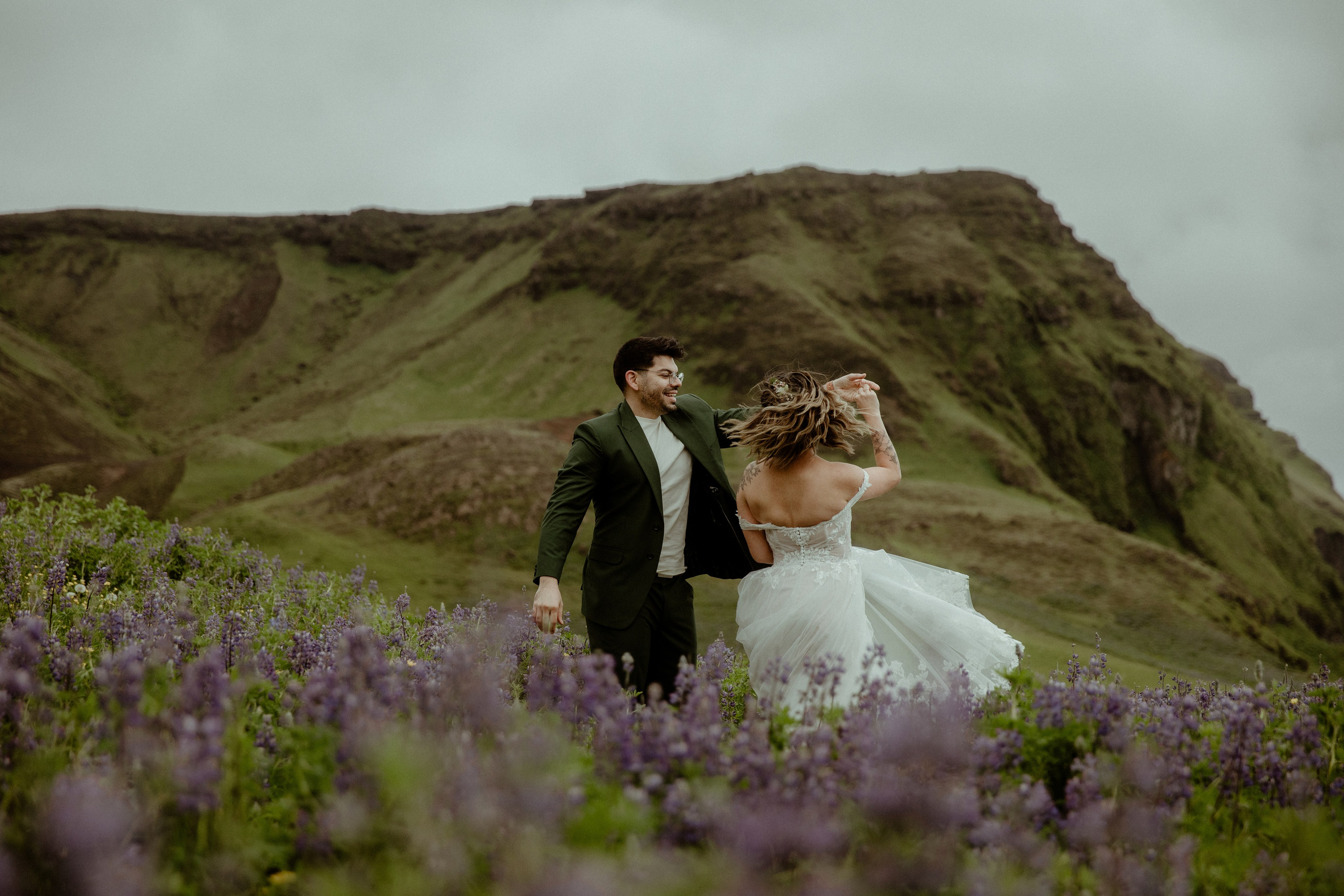 Elopement at Kvernufoss Waterfall. Iceland elopement photographer & videographer
