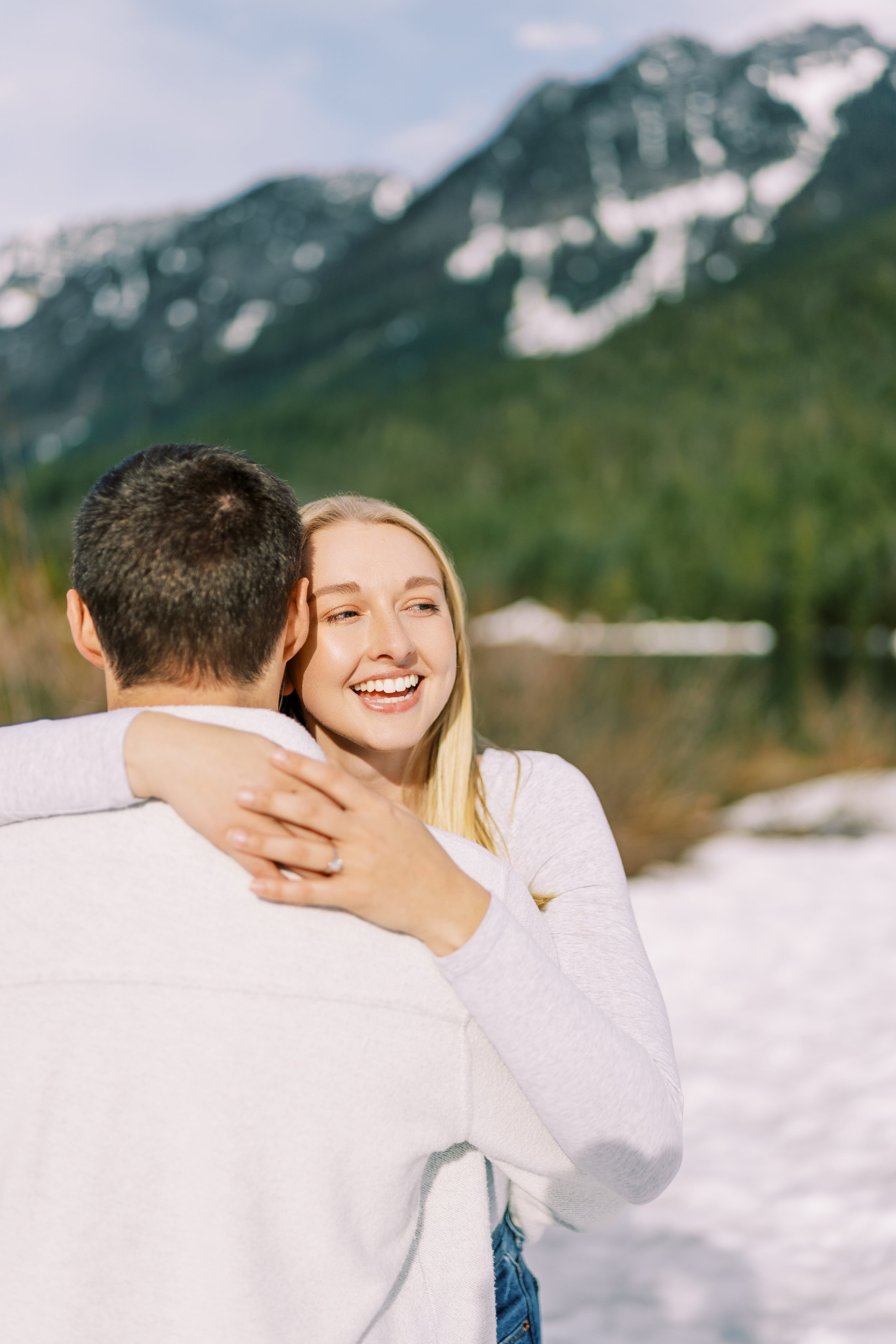 Engagement photo shoot Caitlyn & Riley / April 2024. Gold Creek Pond, WA. EVAN ARISTOV WEDDING PHOTOGRAPHY — Seattle Wedding Photographer