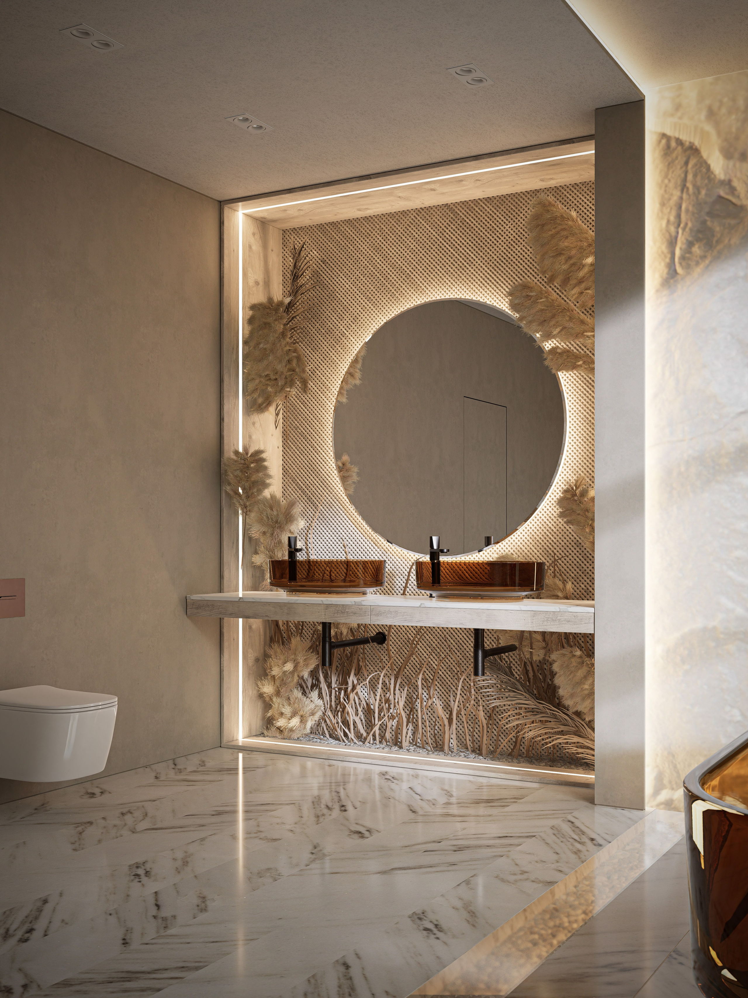 Pampas Decor-Inspired Bathroom. Liana Hasratyan | Architectural and Interior Design