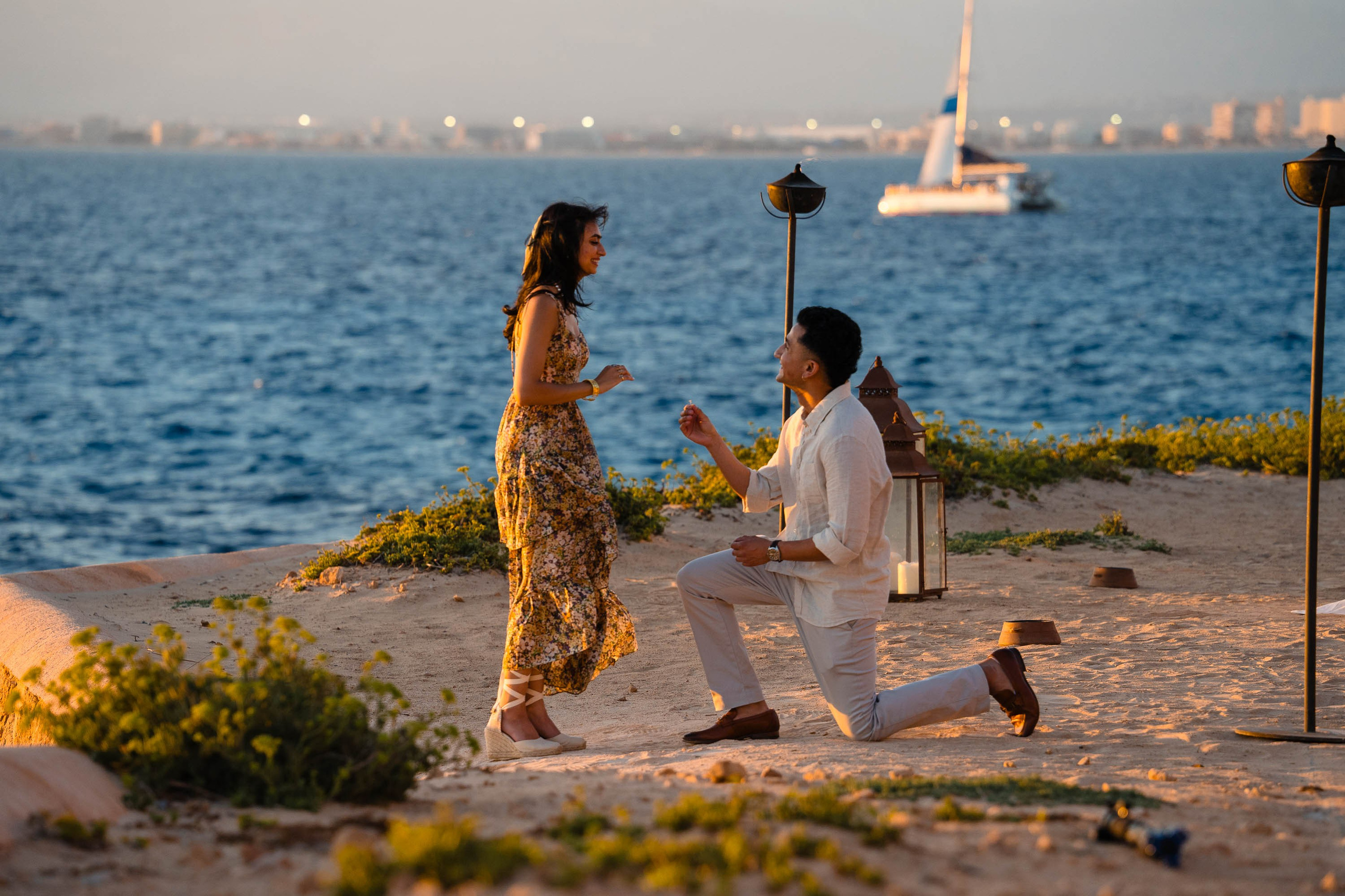 Dusk Wedding Proposal in Cap Rocat with UK clients. Mallorca Wedding, Corporate & Social Photographer