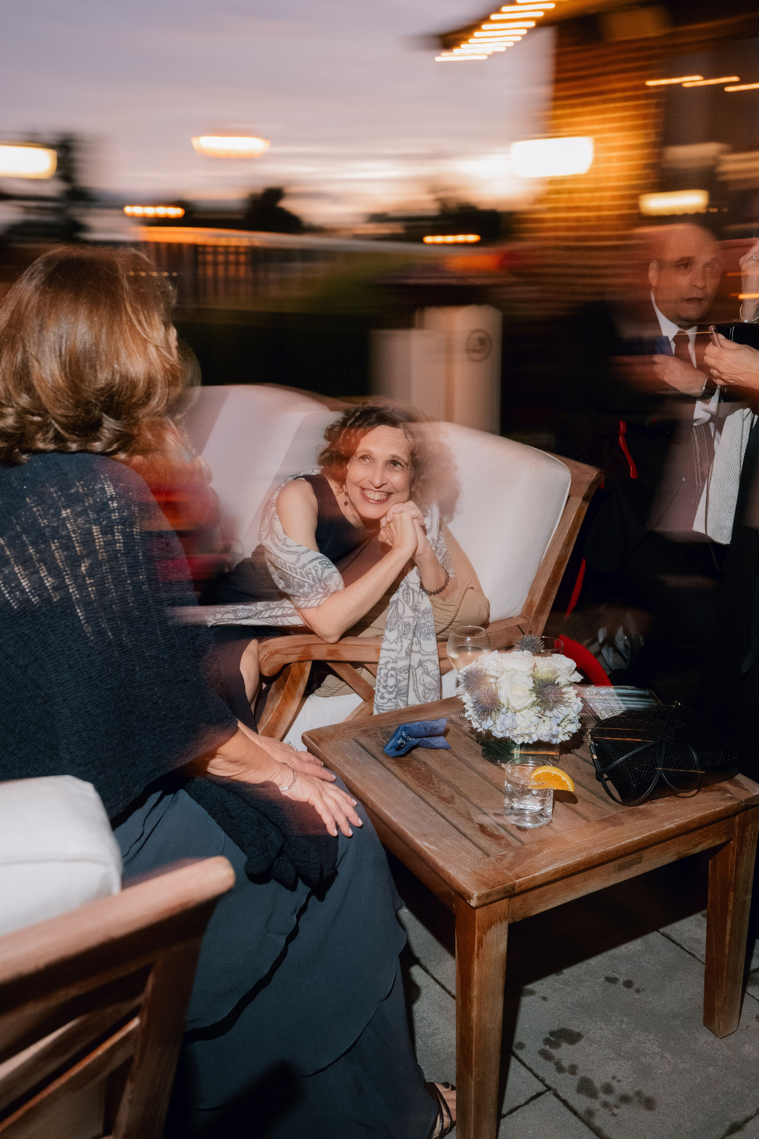 a woman sitting at a table