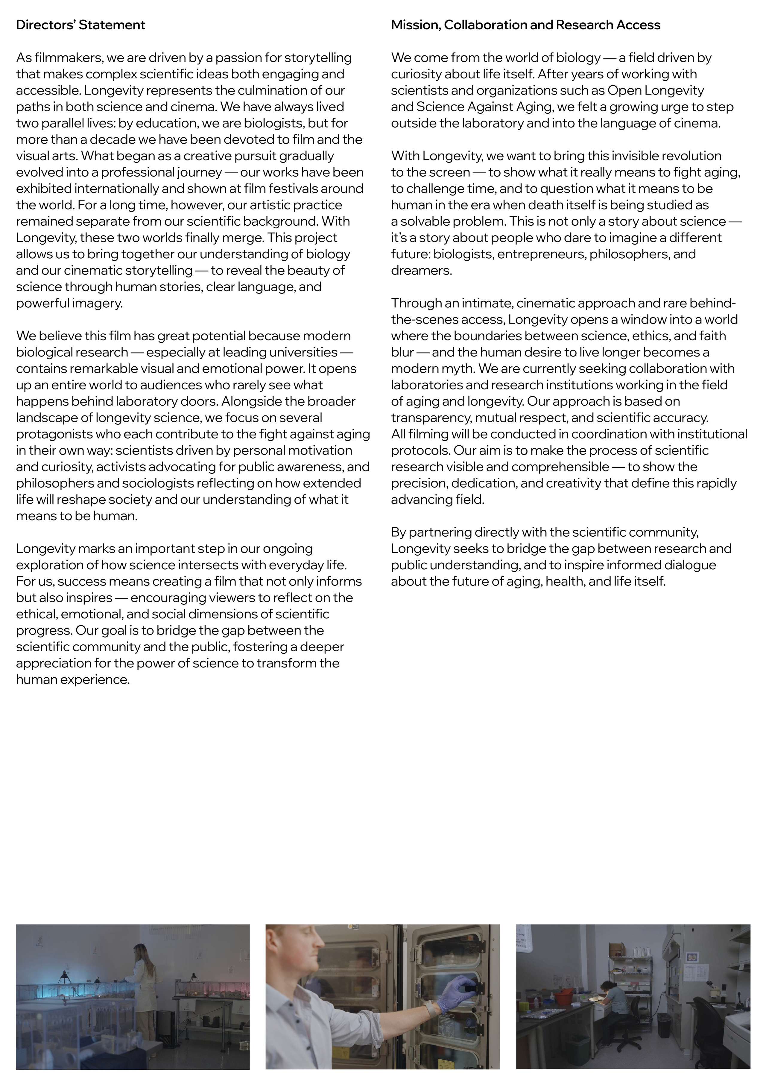 Longevity. Singularity Film