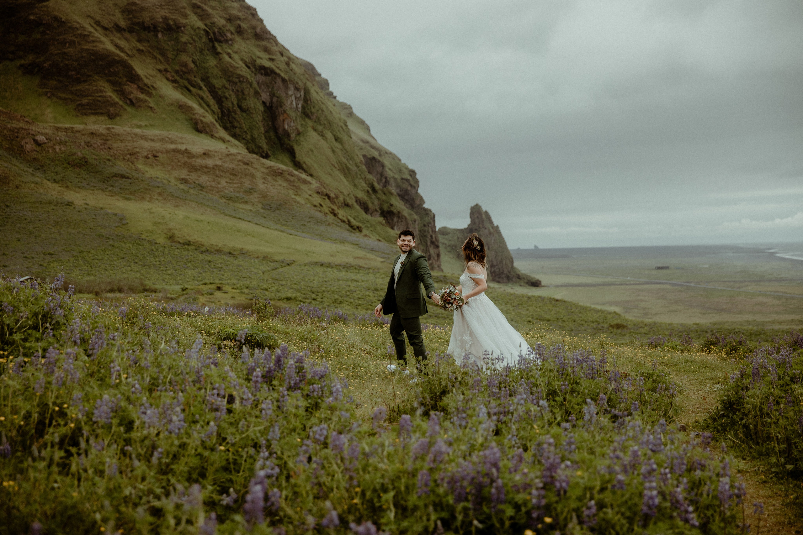 Elopement at Kvernufoss Waterfall. Iceland elopement photographer & videographer