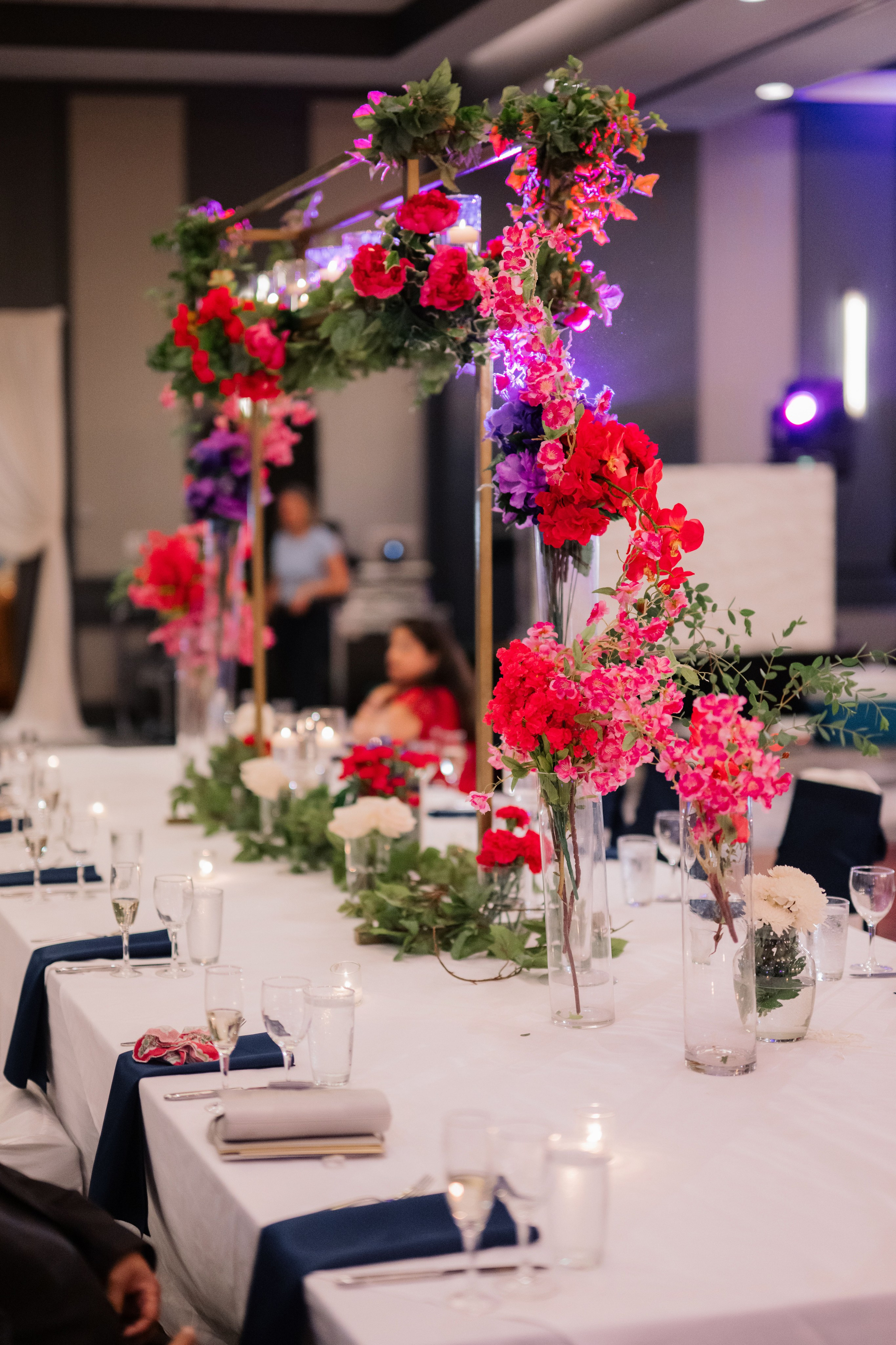 a table with a white table cloth