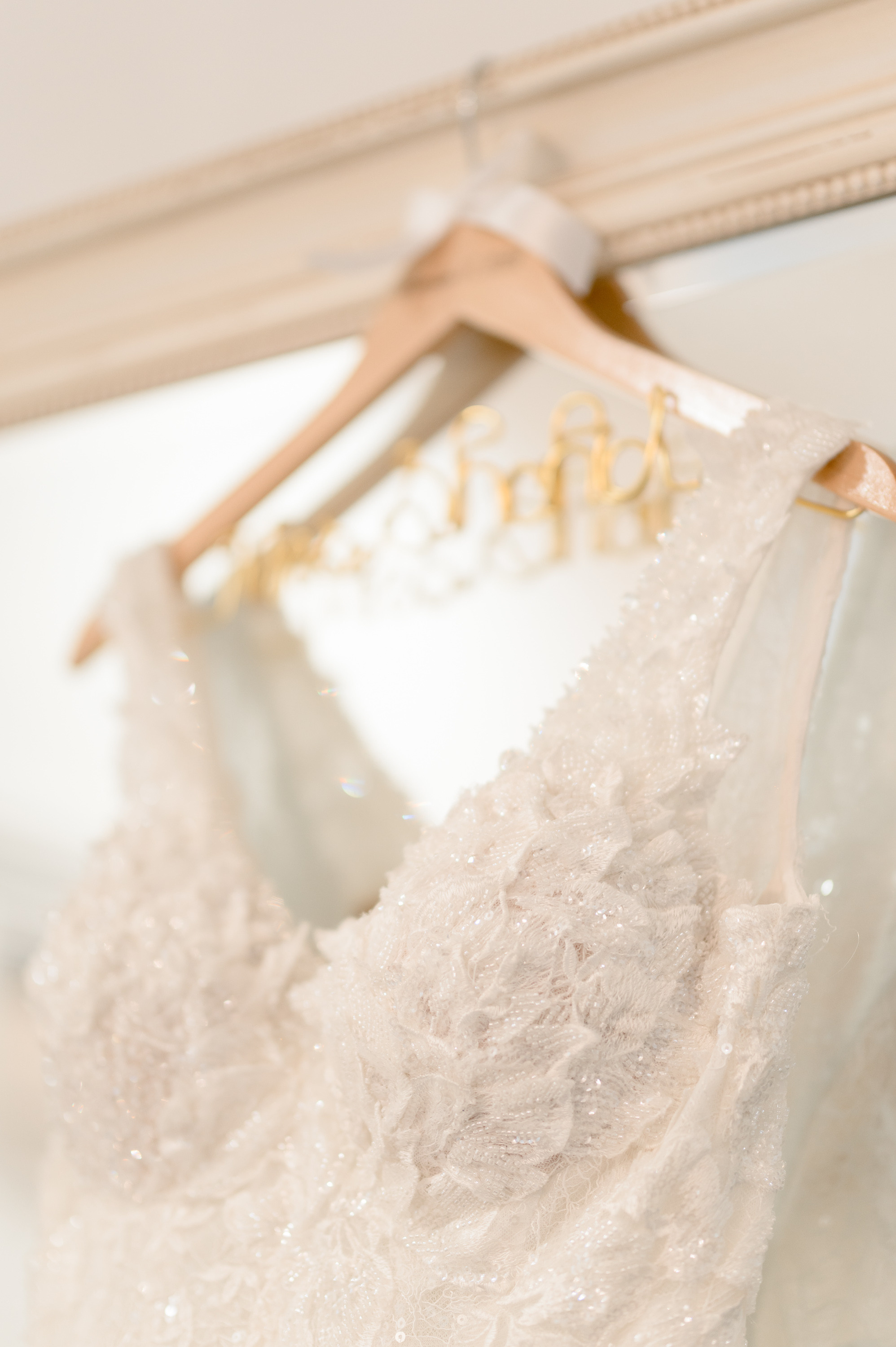 a dress hanging on a hanger