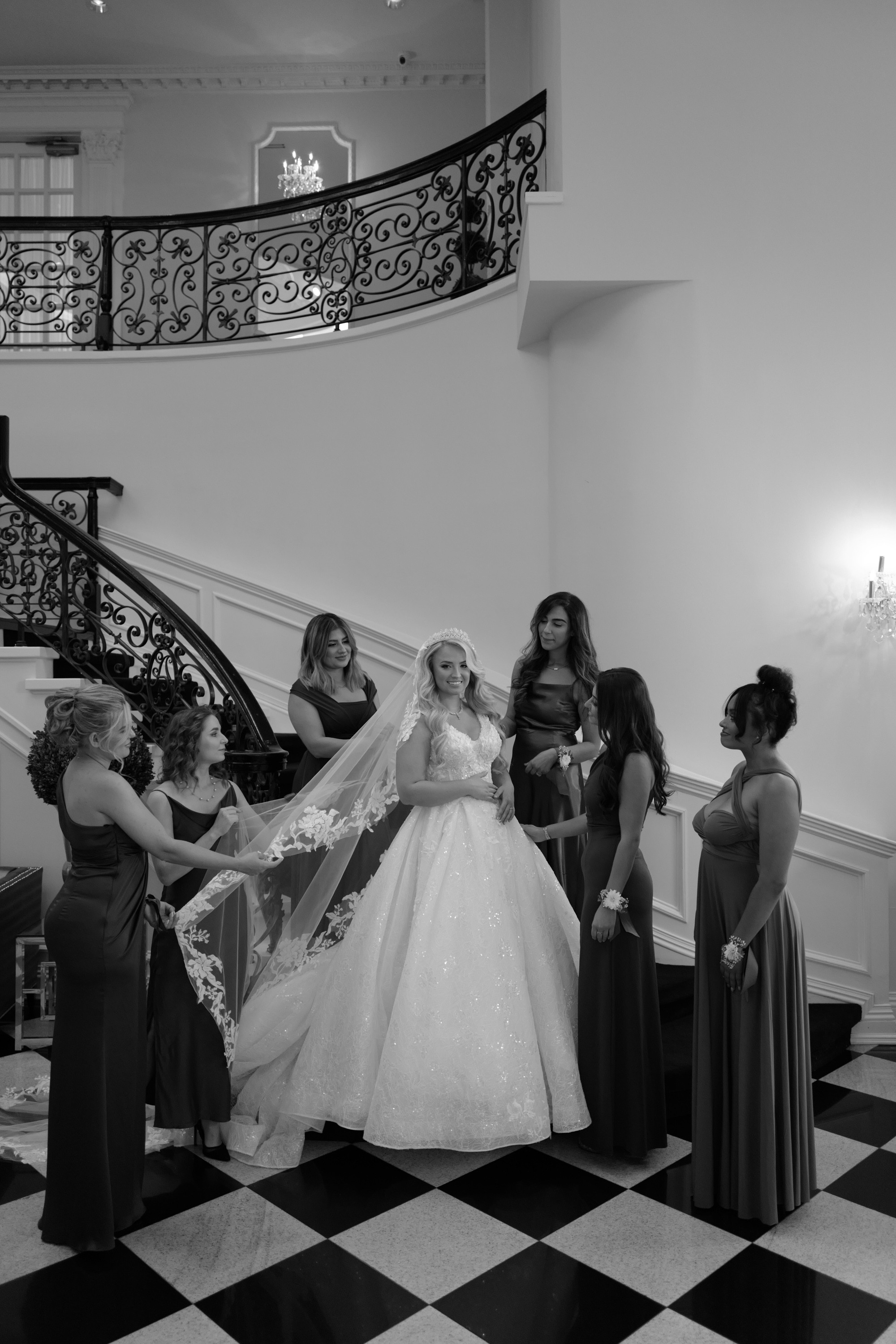 a bride and her bridesmaids are getting ready for their wedding
