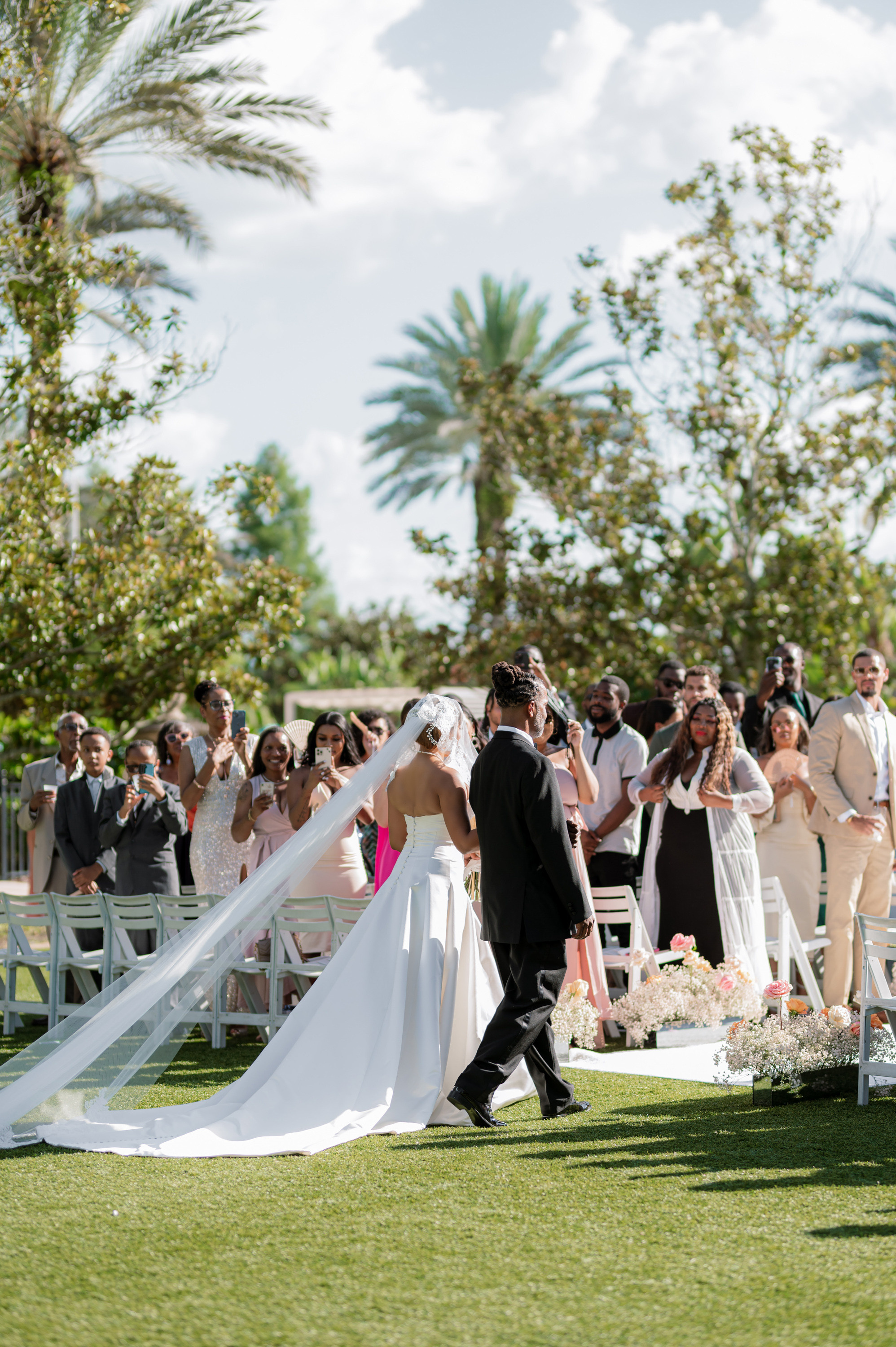 a wedding ceremony in the backyard