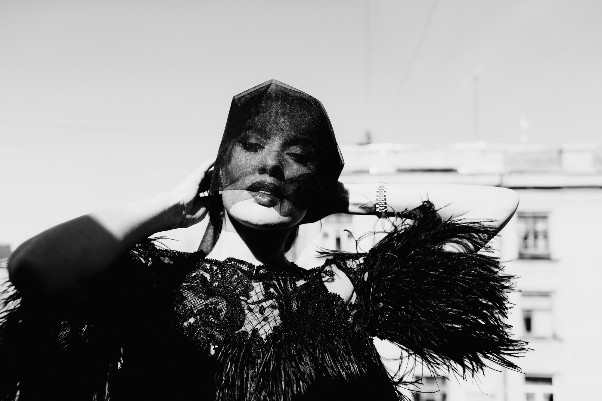 Smiling woman portrait with panoramic coastline