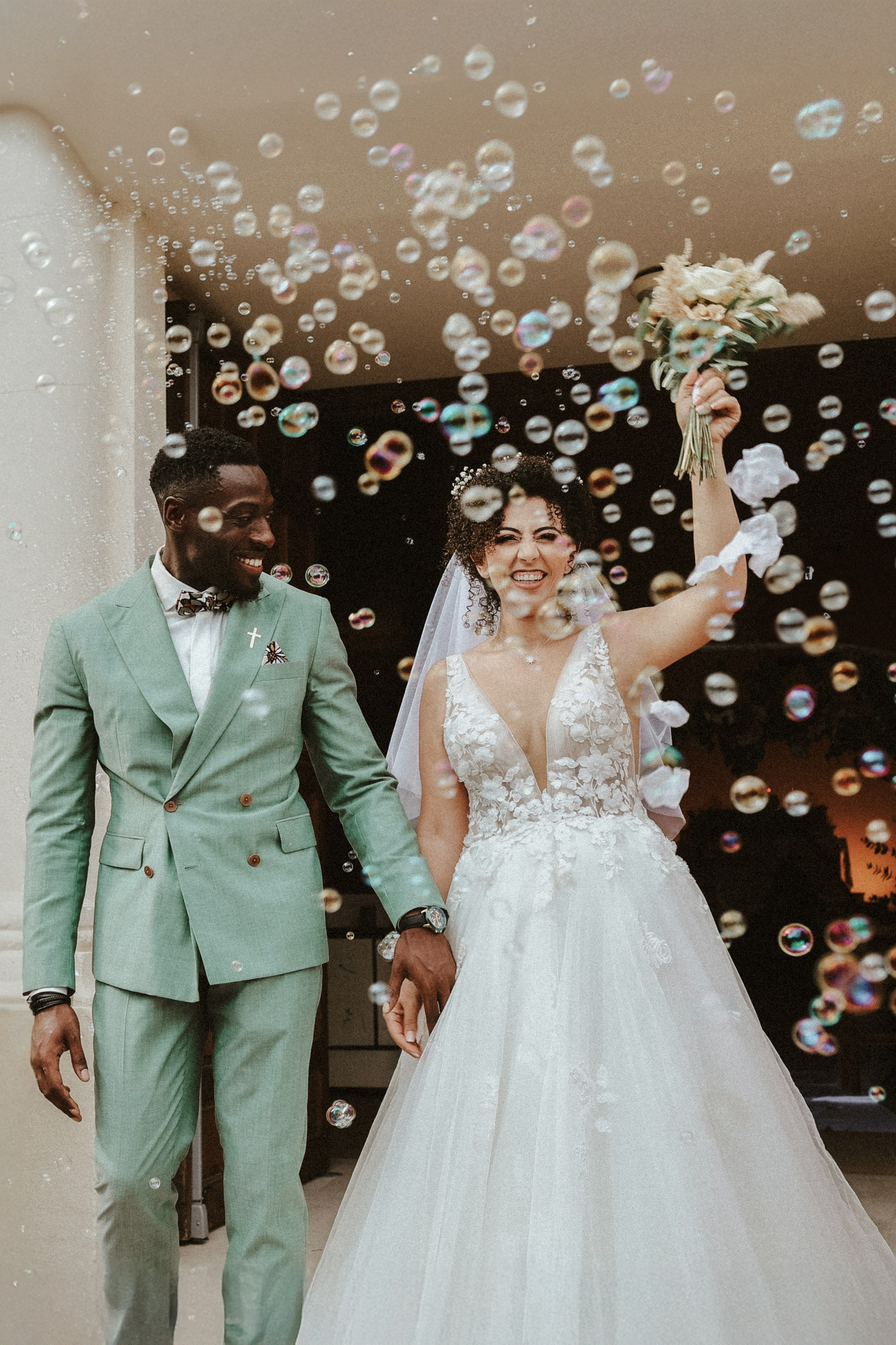 Destination wedding ceremony in church in Paris