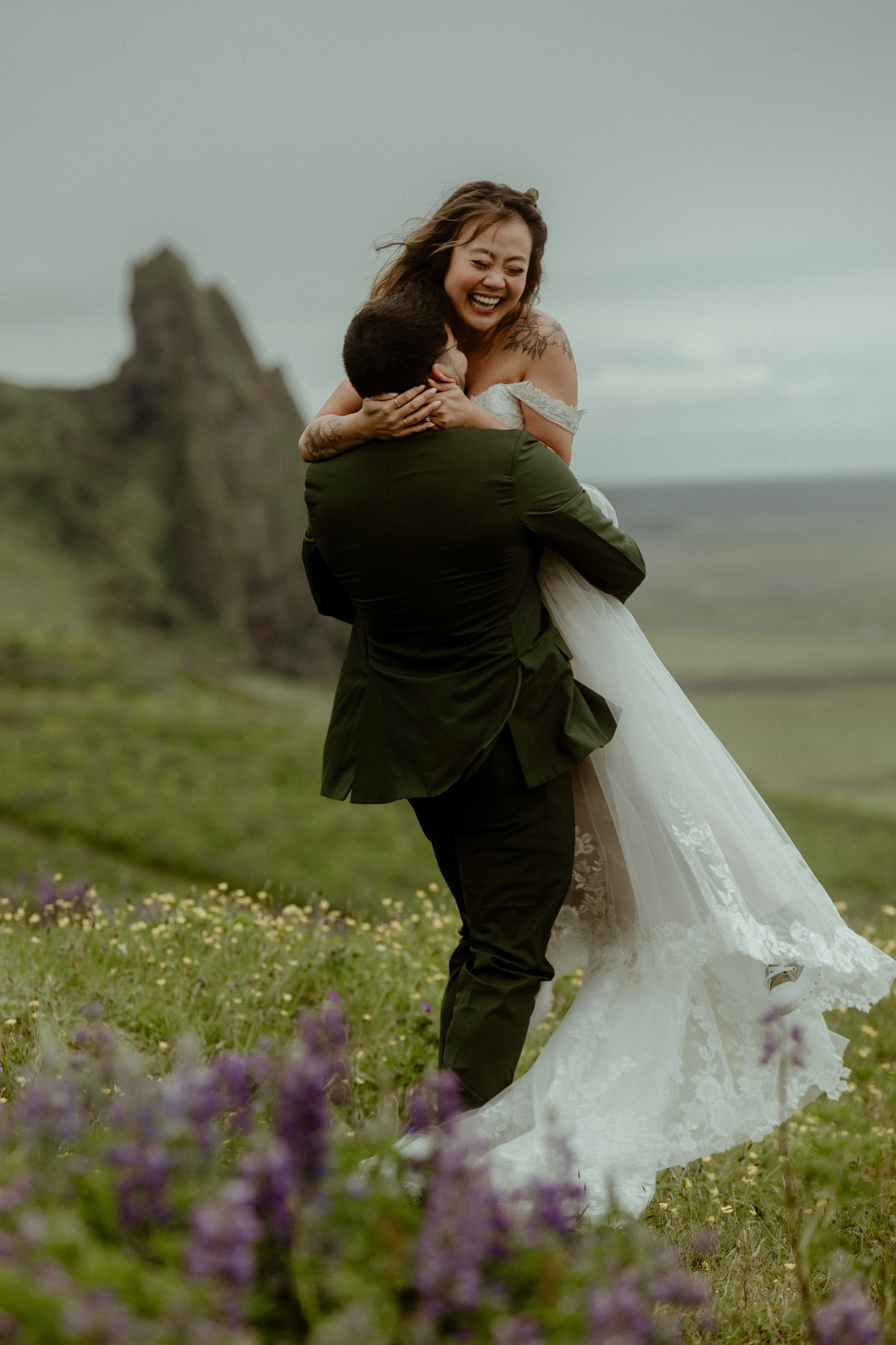 Elopement at Kvernufoss Waterfall. Iceland elopement photographer & videographer