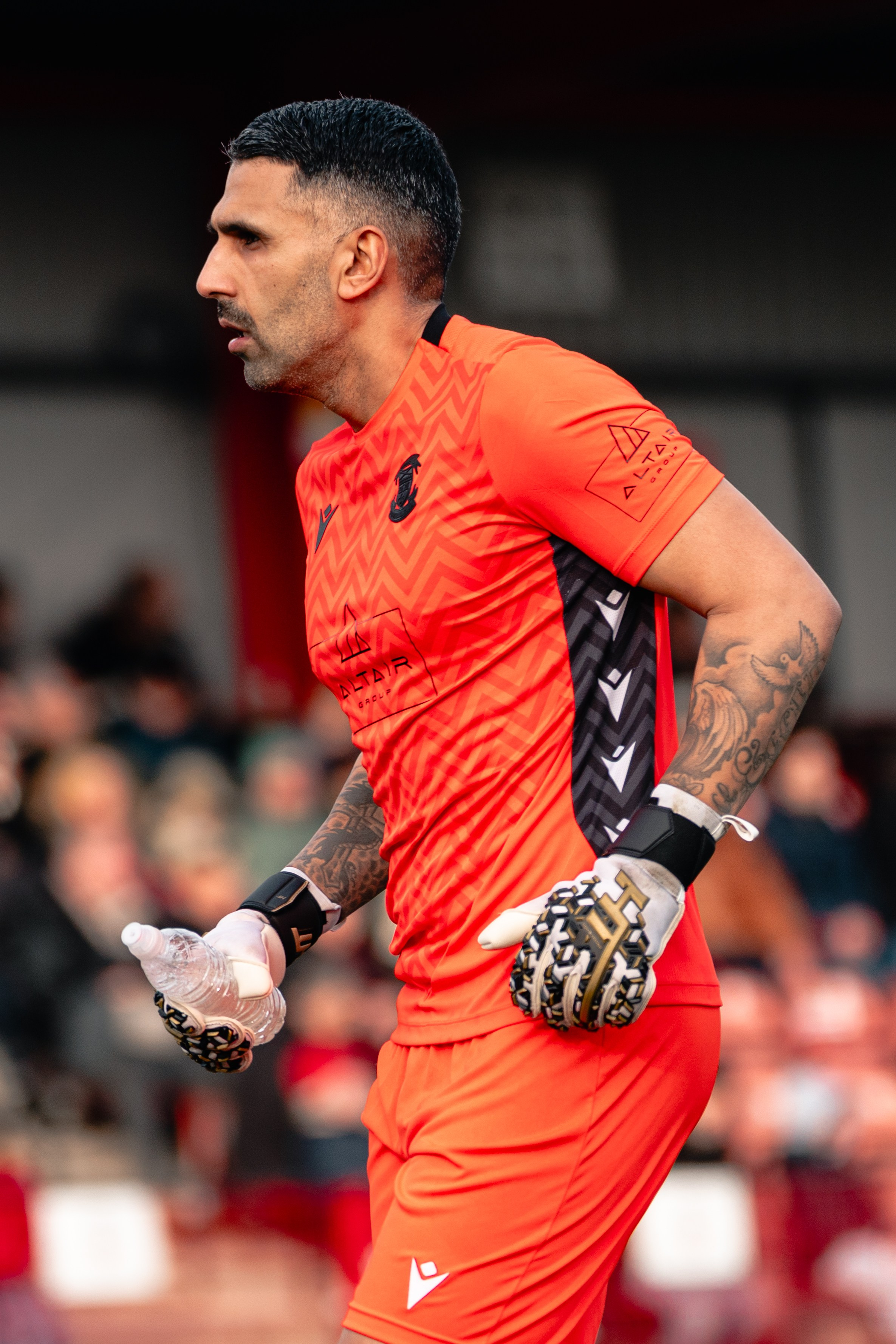 Tamworth, England — February 14, 2026: Jas Singh of Tamworth FC warms up ahead of the Enterprise National League match against Aldershot Town at The Lamb Ground. Photo: Jay Soundo