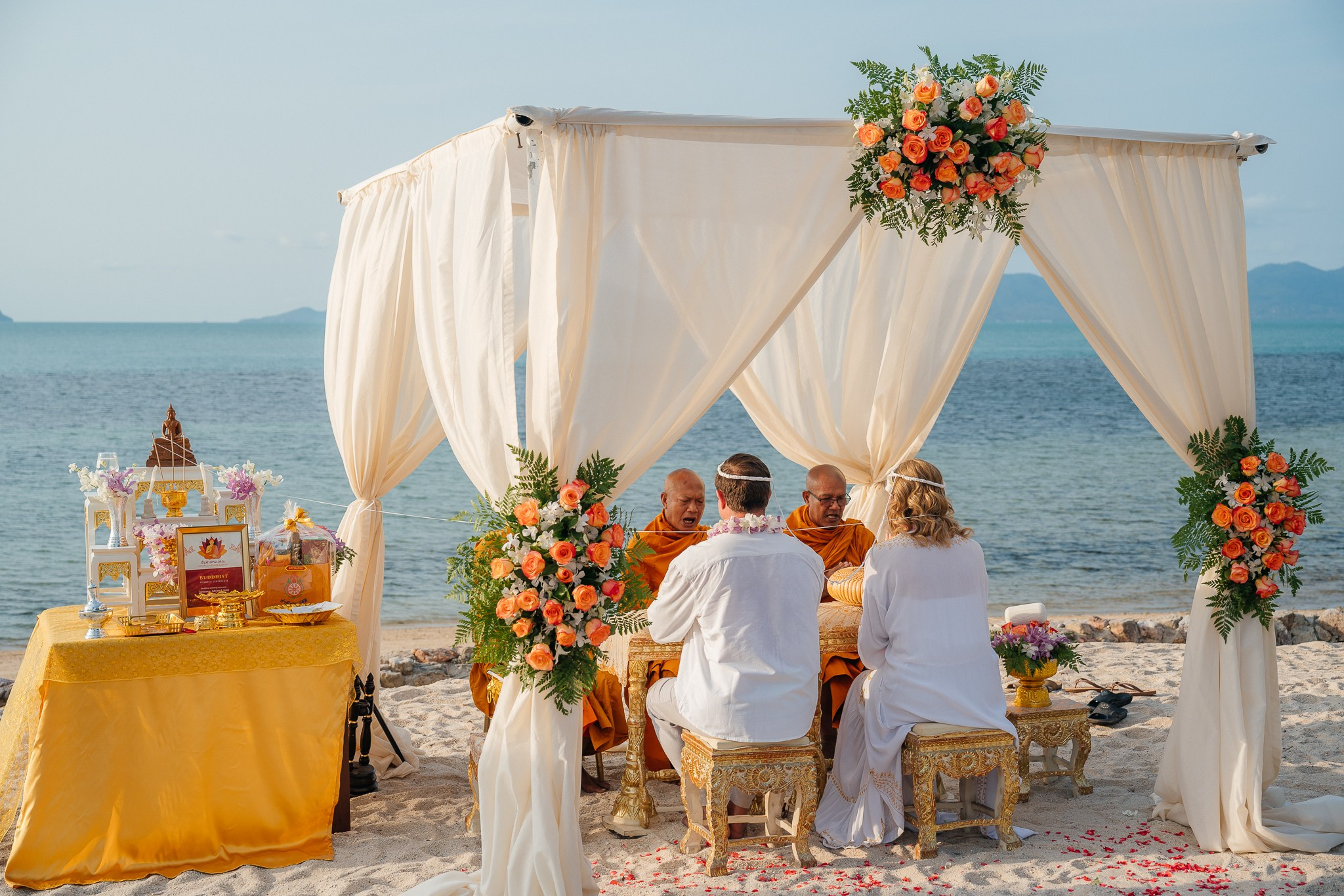 Buddhist ceremony. Wedding on Koh Samui, Thailand