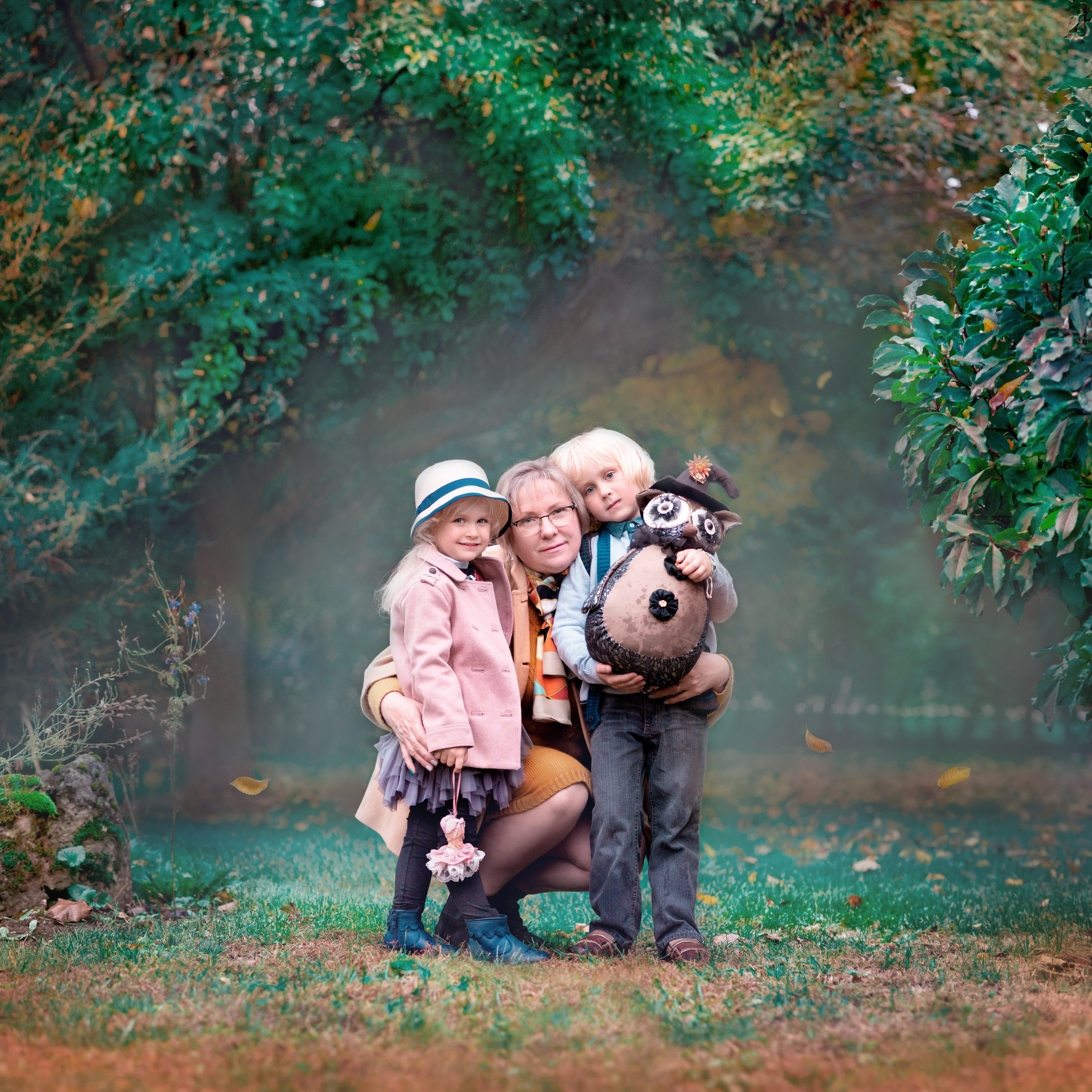 Playful walk of a grandmather and her cute grandchildren around their. Family, children, portrait and fine art Toronto photographer. I delive