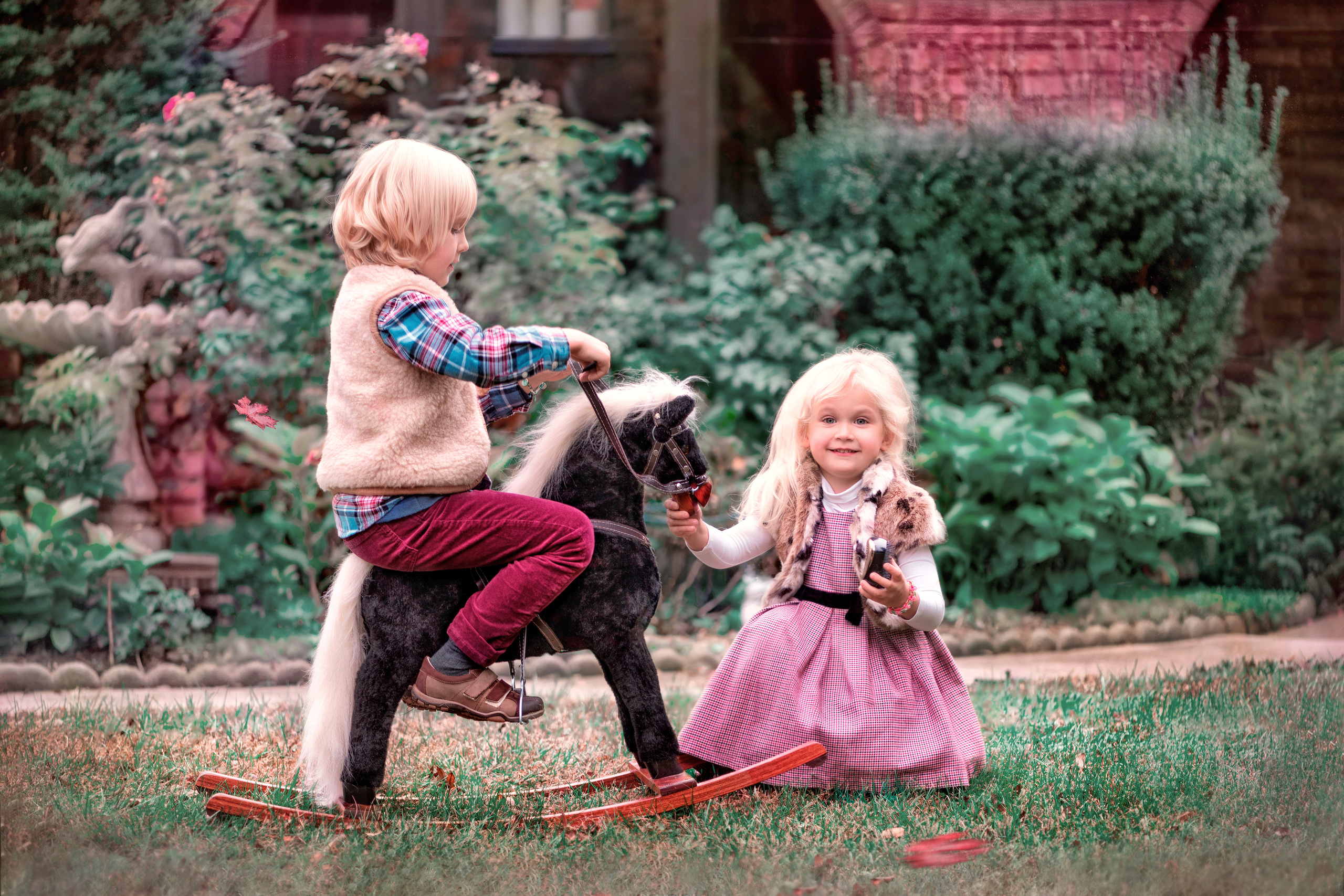 Playful walk of a grandmather and her cute grandchildren around their. Family, children, portrait and fine art Toronto photographer. I delive