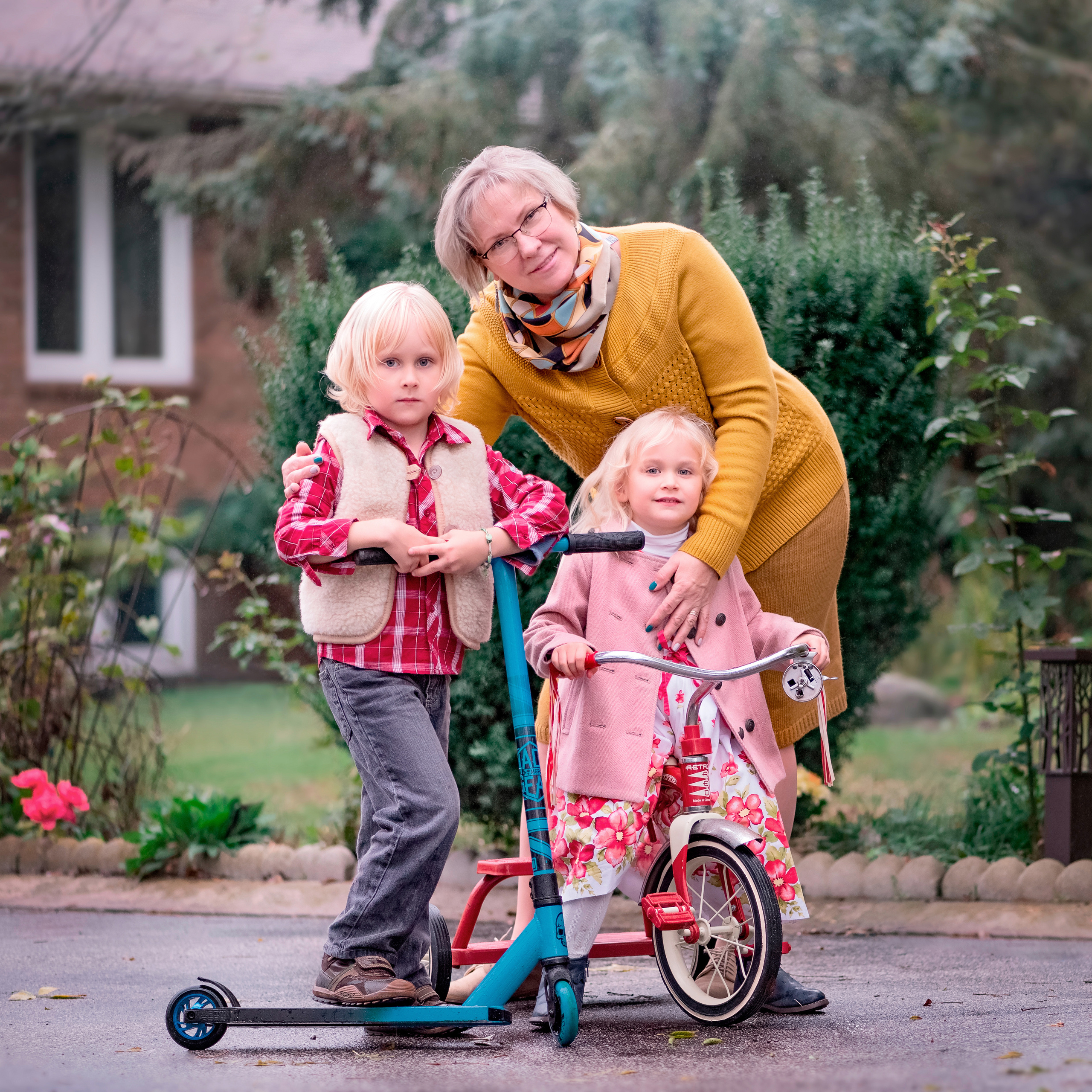 Playful walk of a grandmather and her cute grandchildren around their. Family, children, portrait and fine art Toronto photographer. I delive