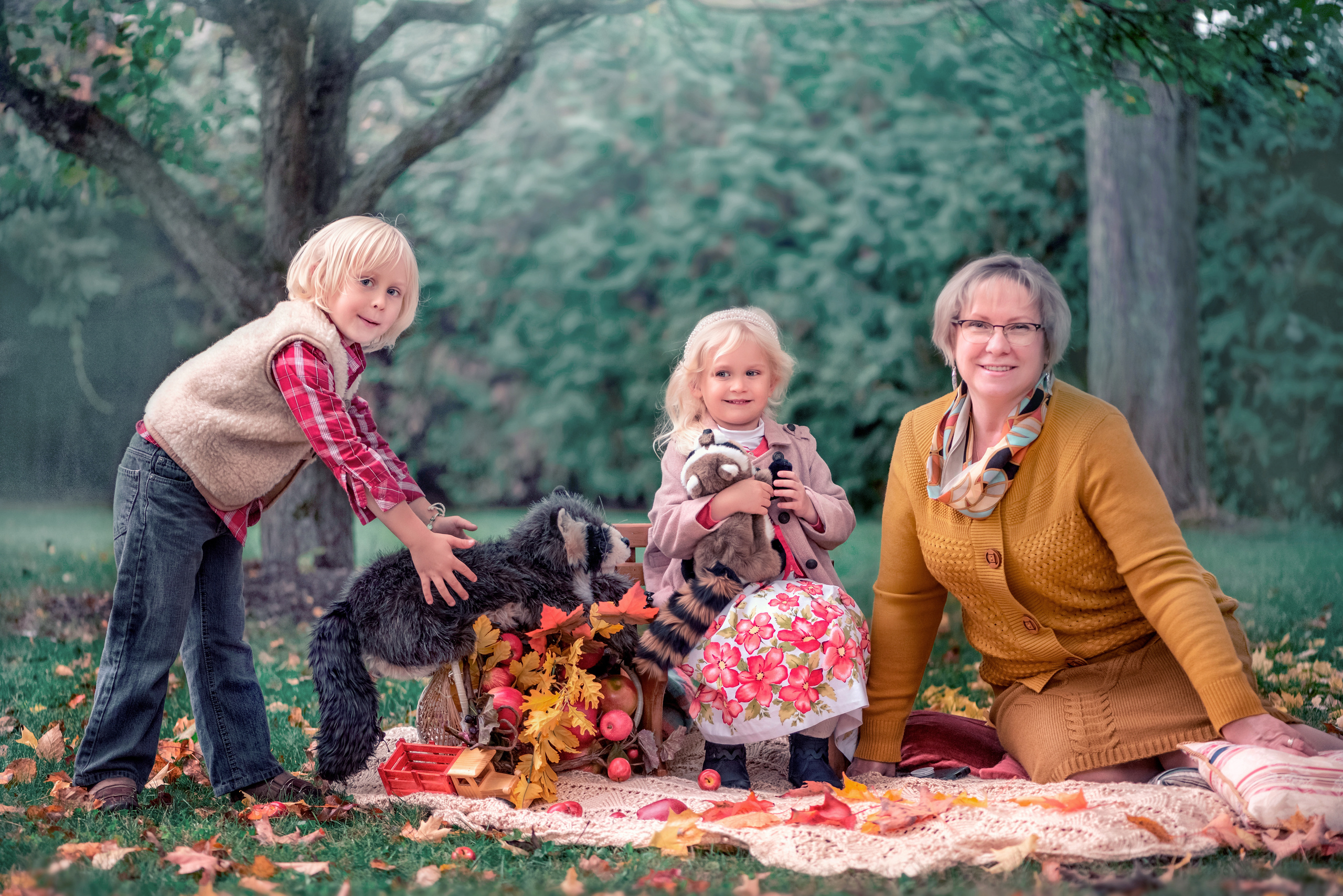 Playful walk of a grandmather and her cute grandchildren around their. Family, children, portrait and fine art Toronto photographer. I delive