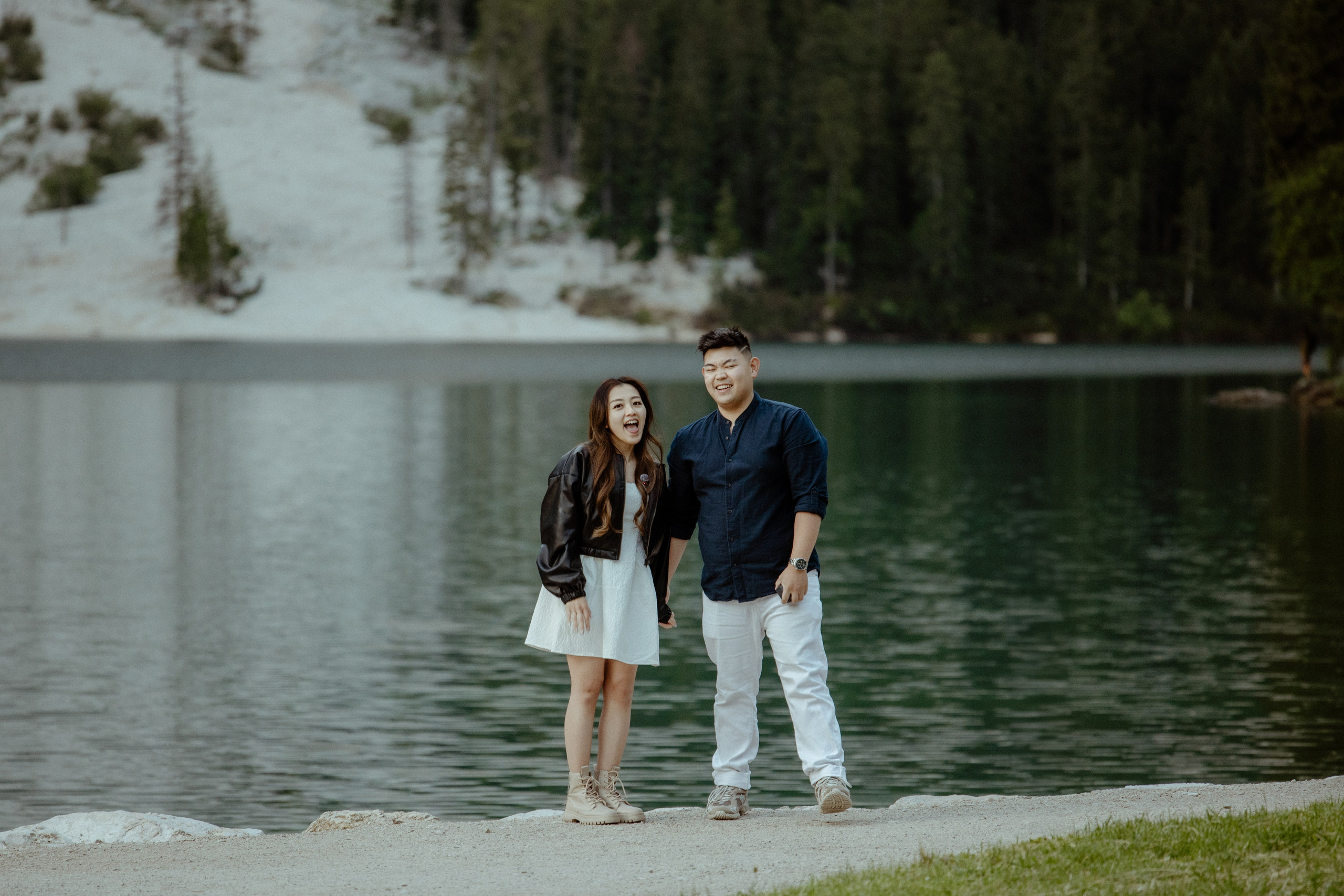 Sunrise proposal at Lago di Braies | Dreamy engagement in the Dolomites. Iceland elopement photographer & videographer