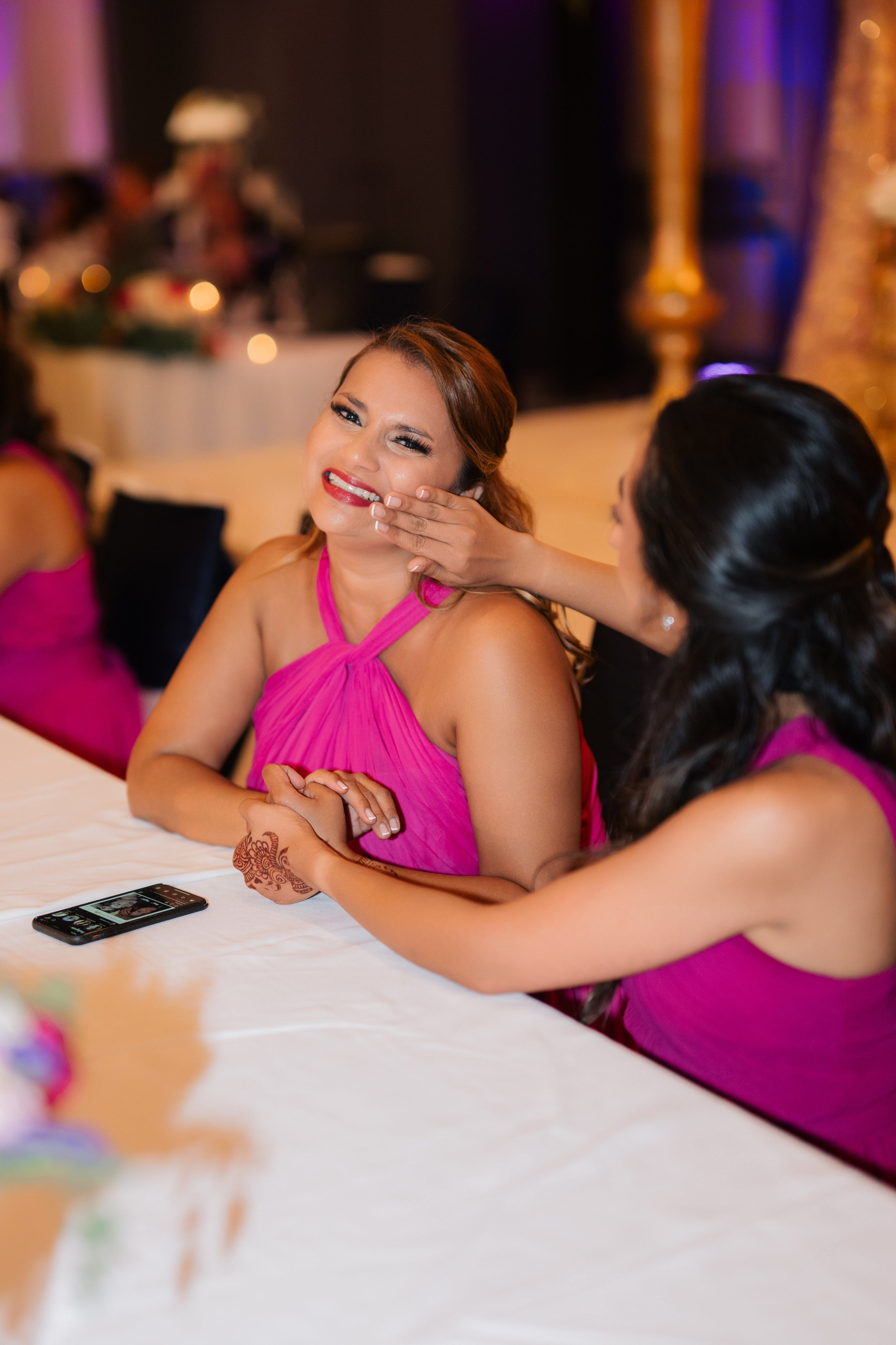 a woman in a pink dress